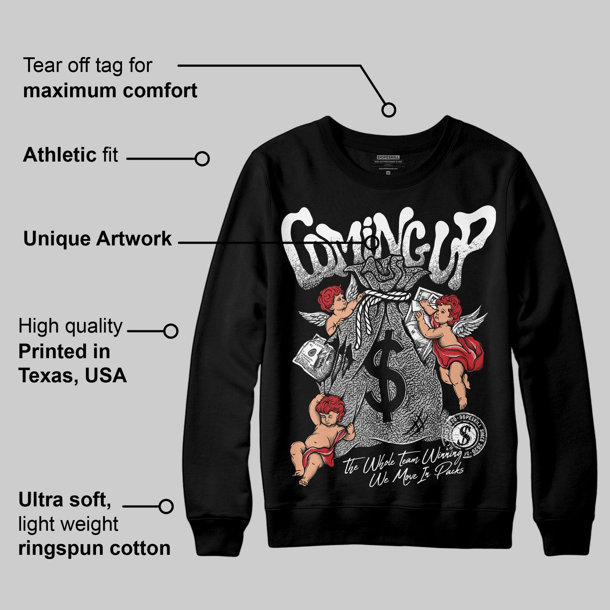 Black Cement 3s superstreetwear Sweatshirt Money Bag Coming Up Graphic