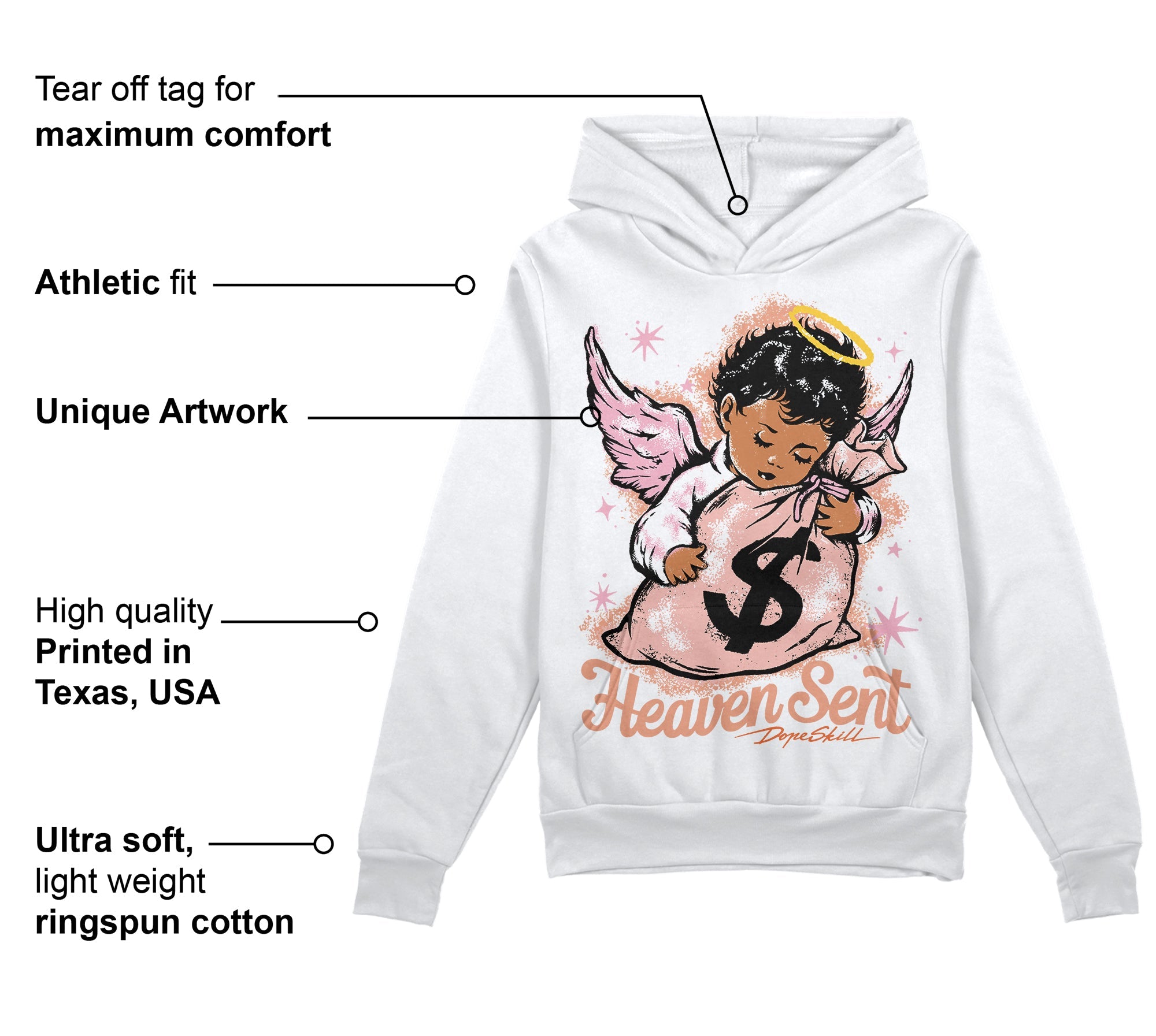 Legend Pink 11s superstreetwear Hoodie Sweatshirt Heaven Sent Graphic