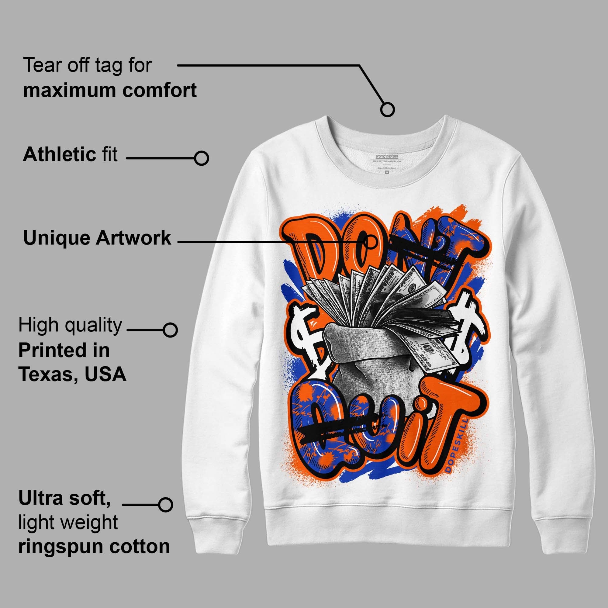 Dunk Low Futura Orange Blaze superstreetwear Sweatshirt Don't Quit Graphic