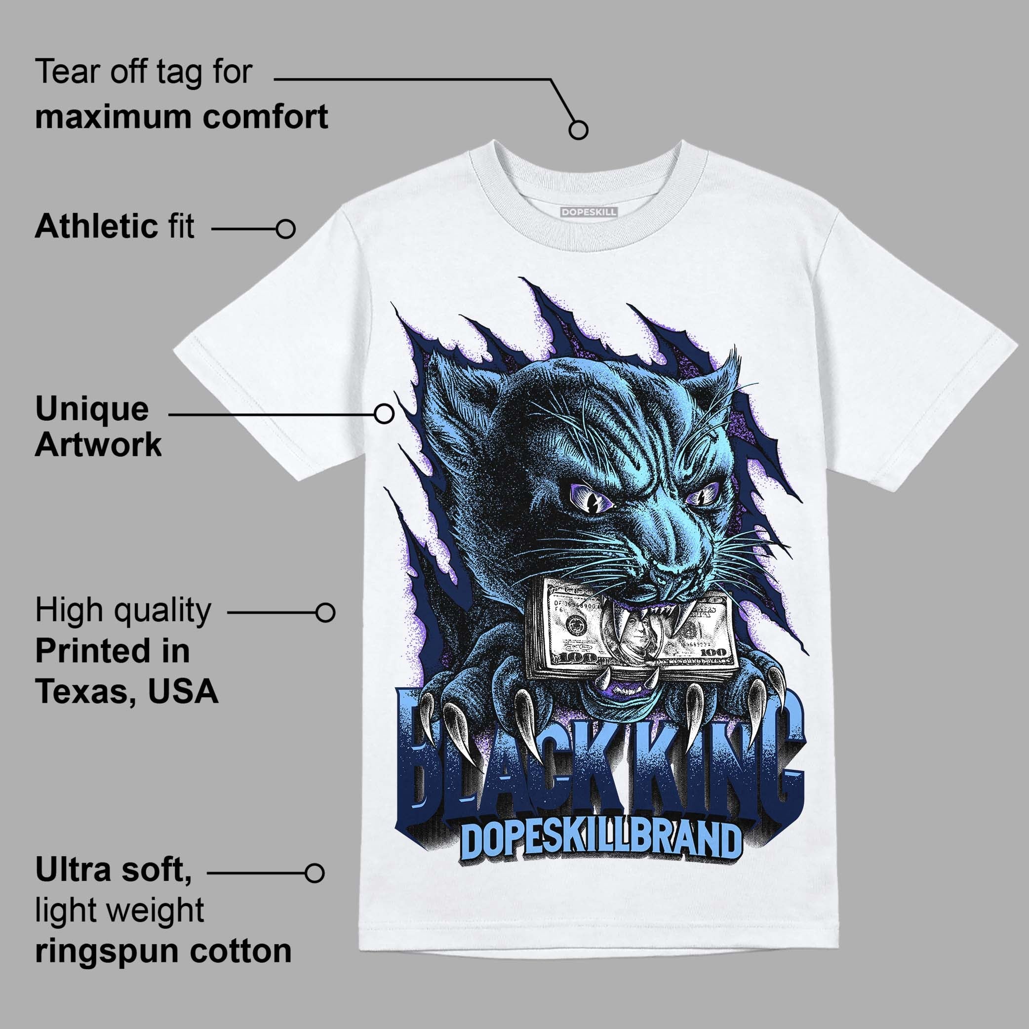 Midnight Navy 5s superstreetwear T-Shirt Black King Graphic