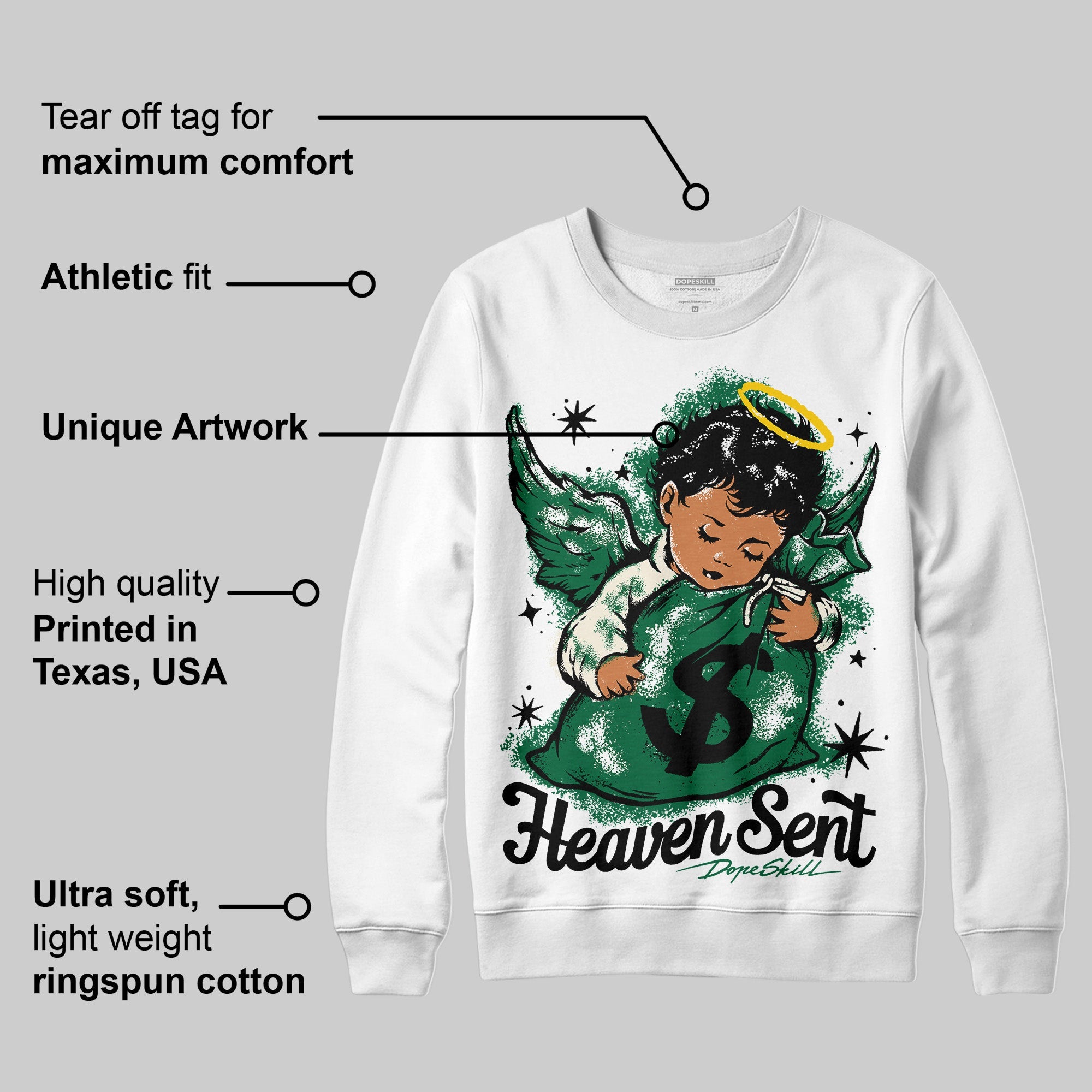 Pine Green 13s superstreetwear Sweatshirt Heaven Sent Graphic