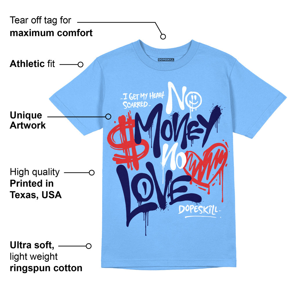 Powder Blue 9s superstreetwear Sky Blue T-shirt No Money No Love Typo Graphic