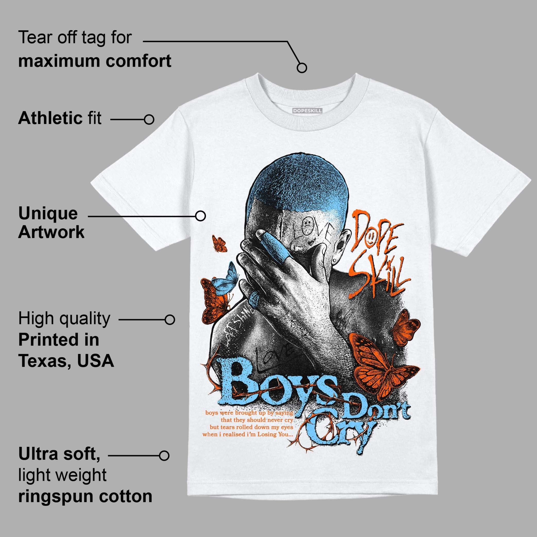 Dunk Low Futura University Blue superstreetwear T-Shirt Boys Don't Cry Graphic