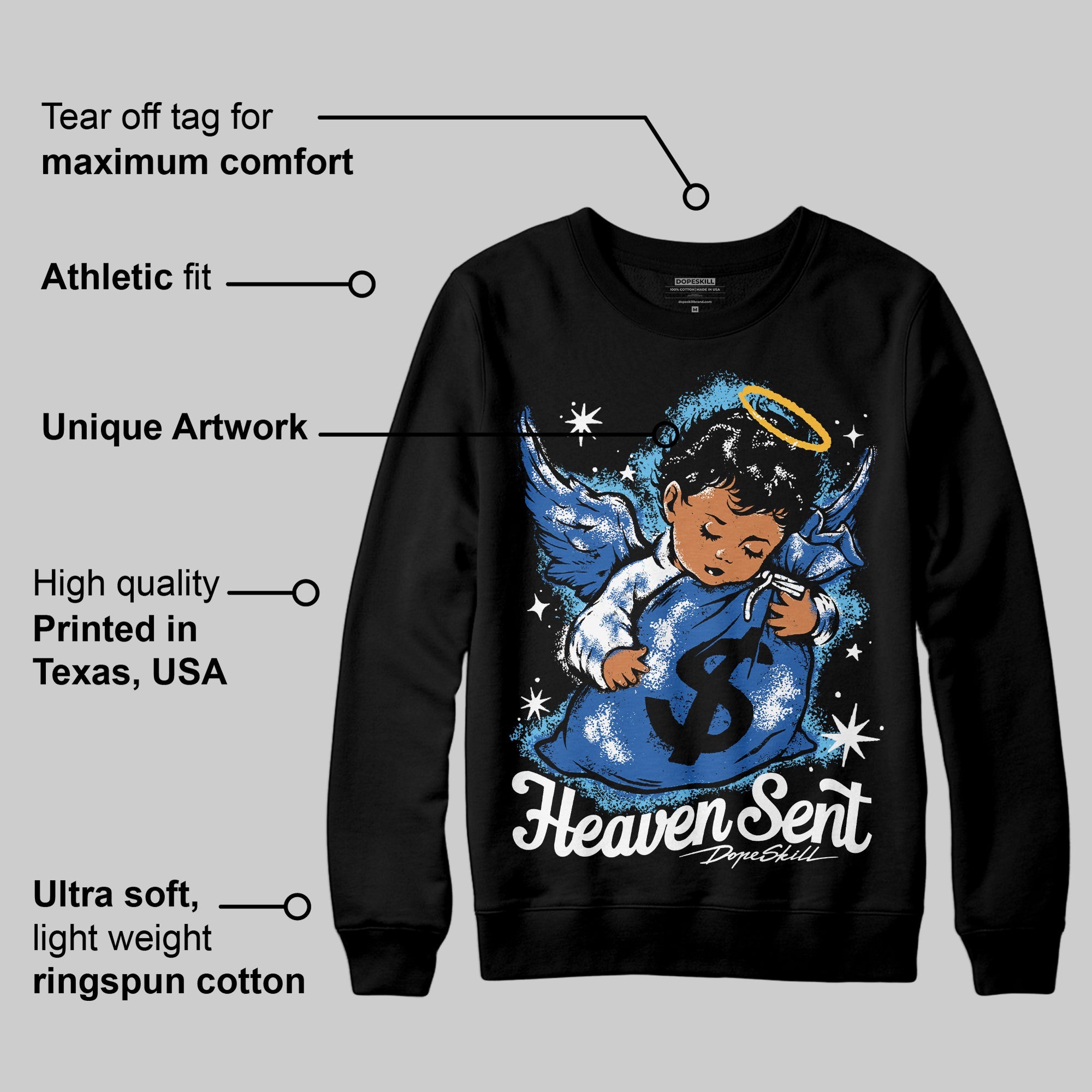 Blueberry 12s superstreetwear Sweatshirt Heaven Sent Graphic