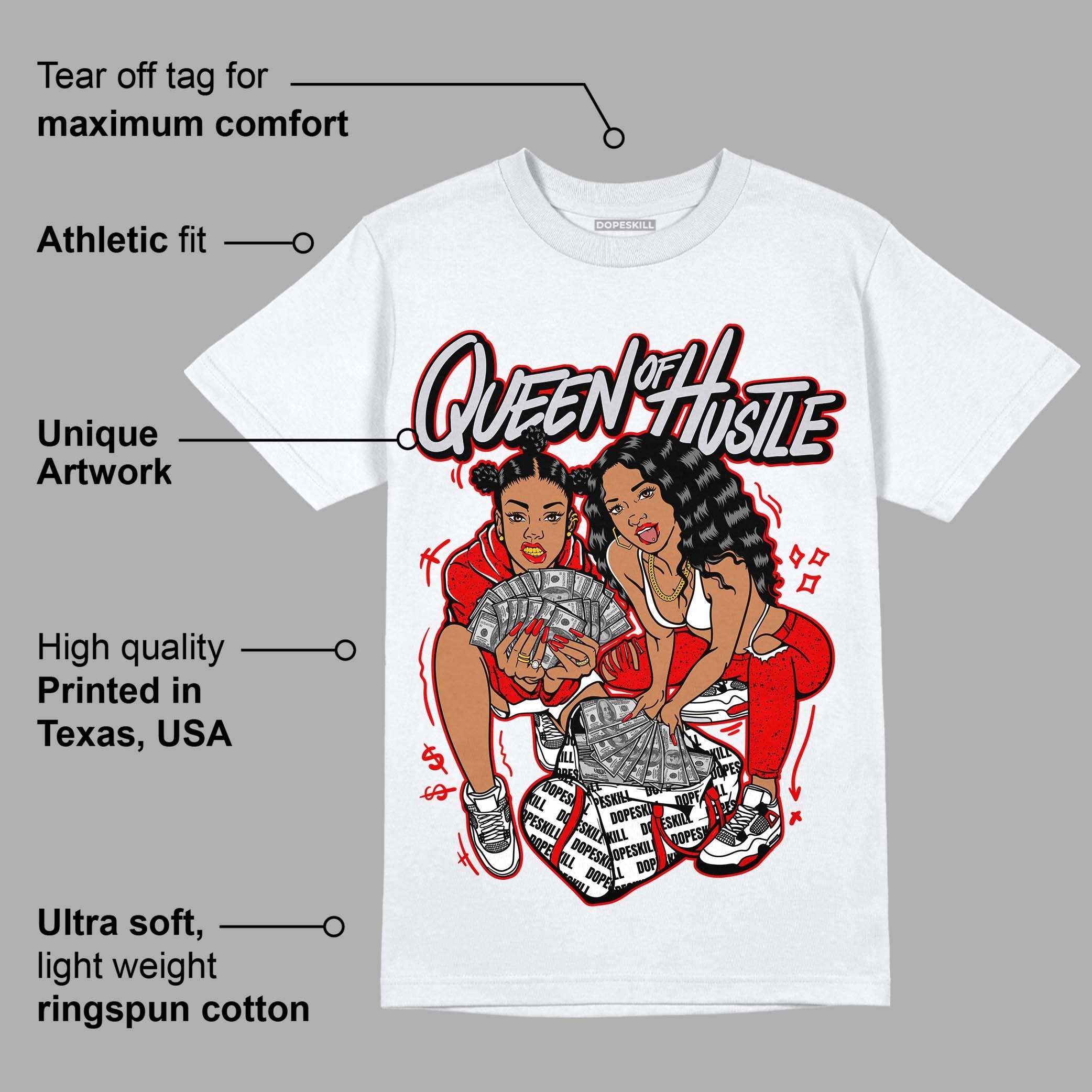 Red Cement 4S superstreetwear T-Shirt Queen Of Hustle Graphic