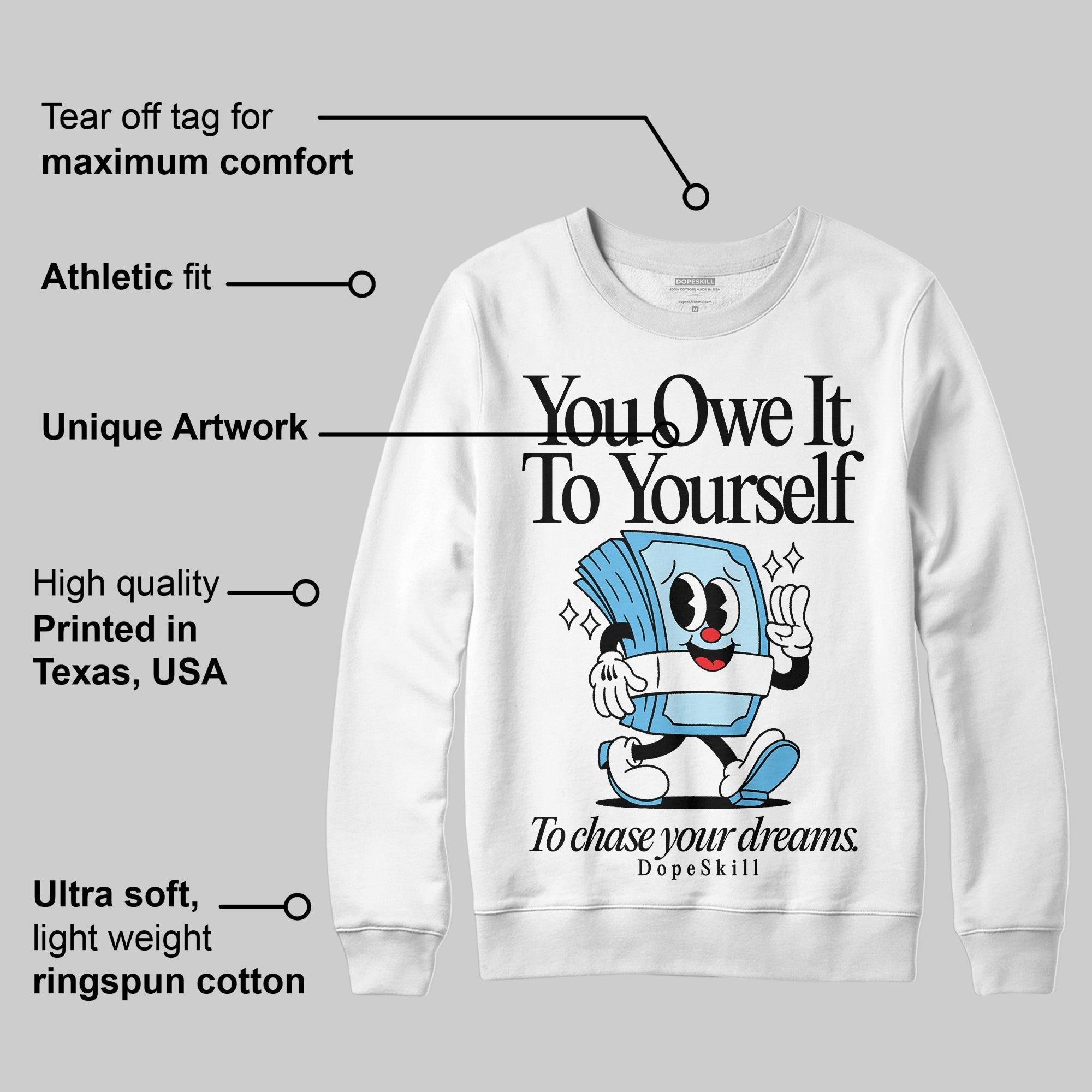 Legend Blue 11s superstreetwear Sweatshirt Owe It To Yourself Graphic