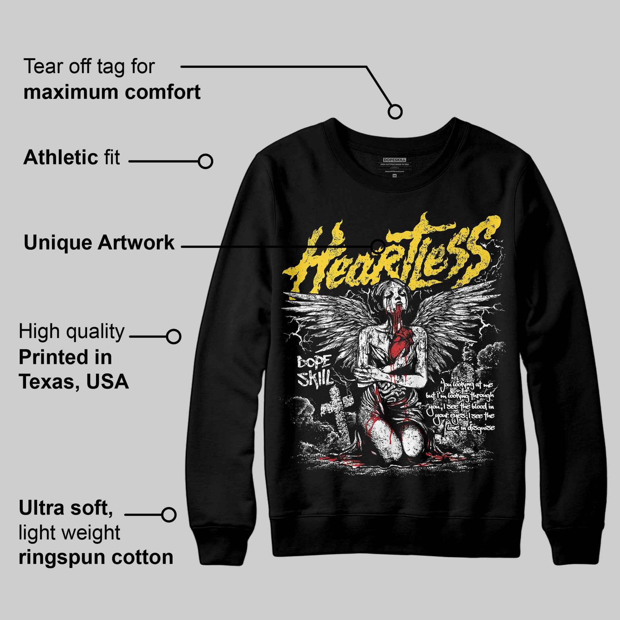 Black Tour Yellow AJ 4 Thunder superstreetwear Sweatshirt Heartless Graphic