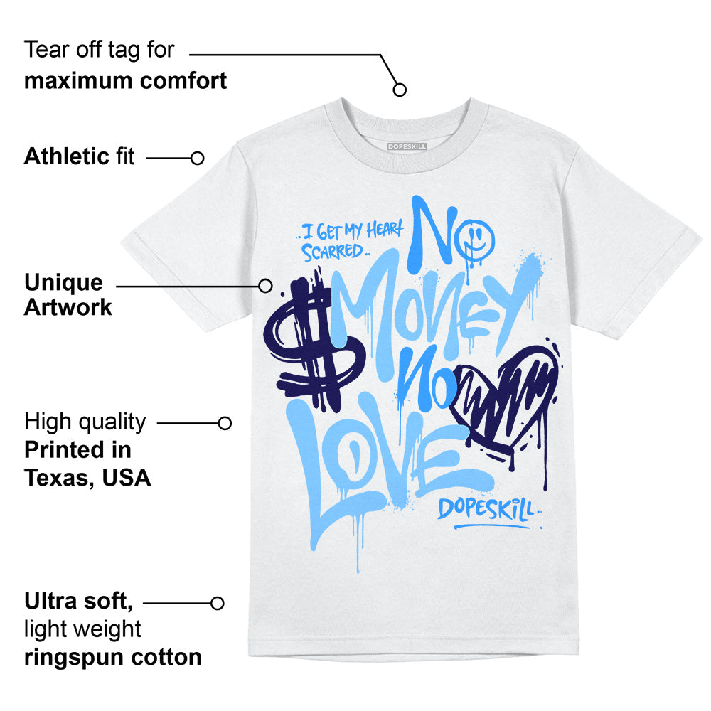 University Blue Collection superstreetwear T-Shirt No Money No Love Typo Graphic