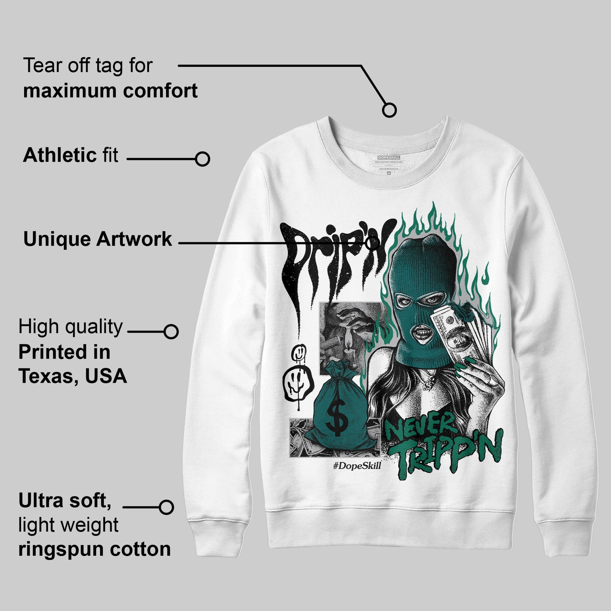 Gel 1130 White Dark Neptune superstreetwear Sweatshirt Drip'n Never Tripp'n Graphic