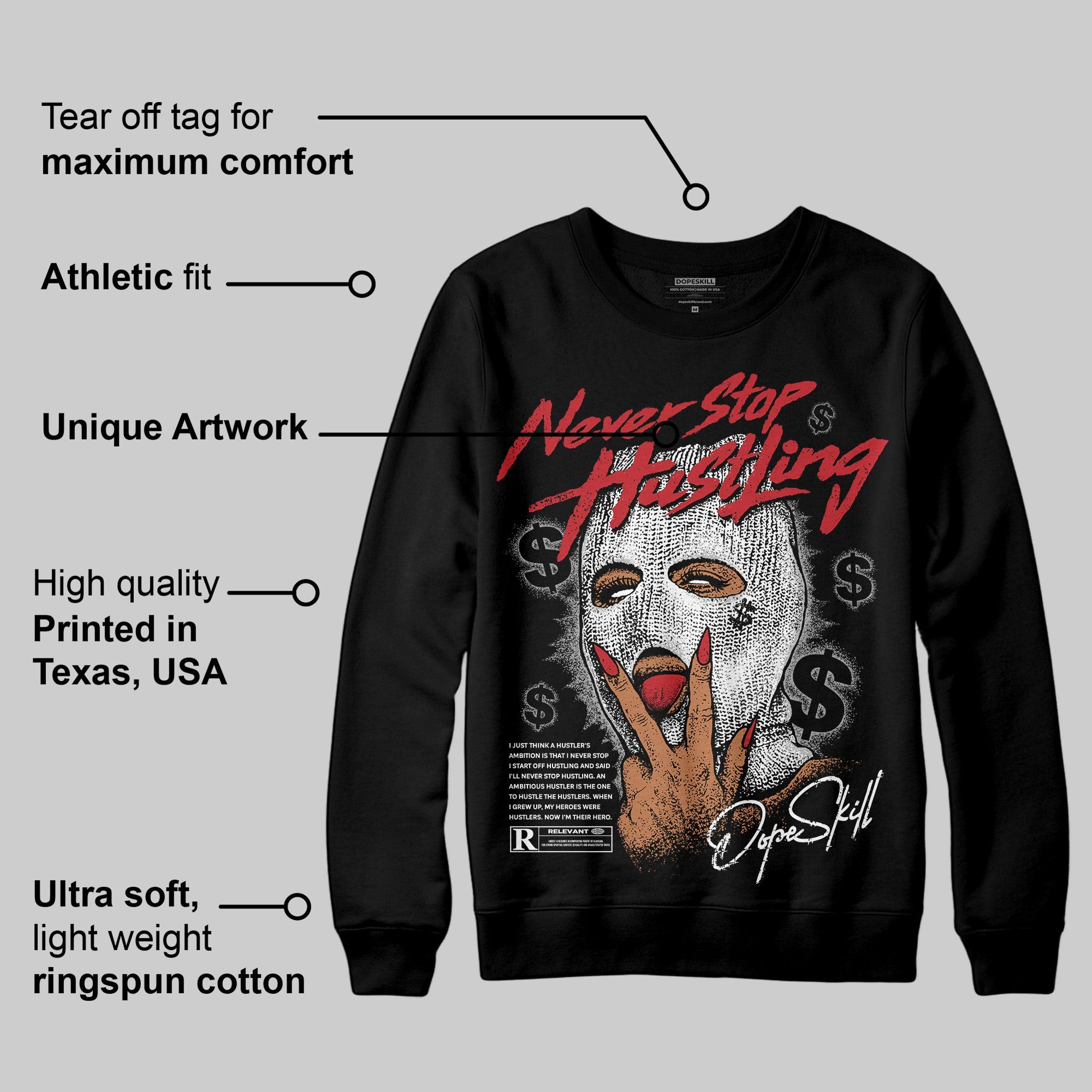 Bred Velvet 11s superstreetwear Sweatshirt Never Stop Hustling Graphic