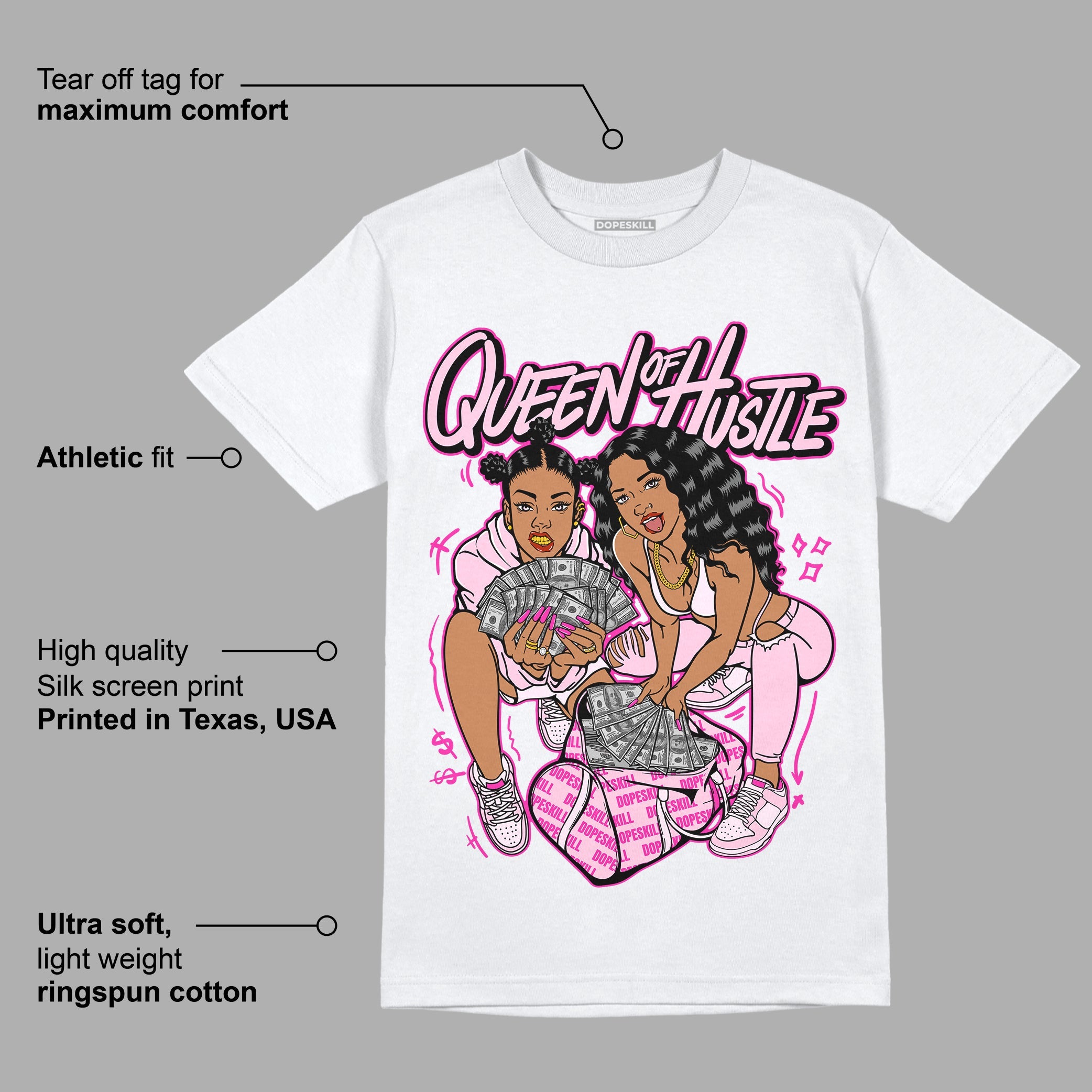 Triple Pink Dunk Low superstreetwear T-Shirt Queen Of Hustle Graphic
