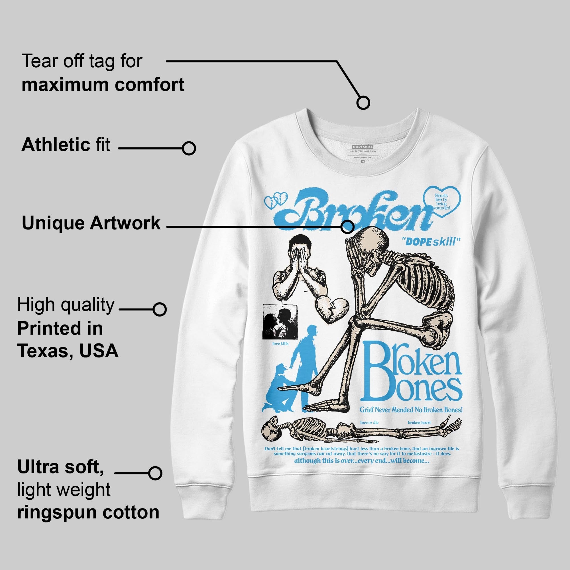UNC Reimagined 1s superstreetwear Sweatshirt Broken Bones Graphic