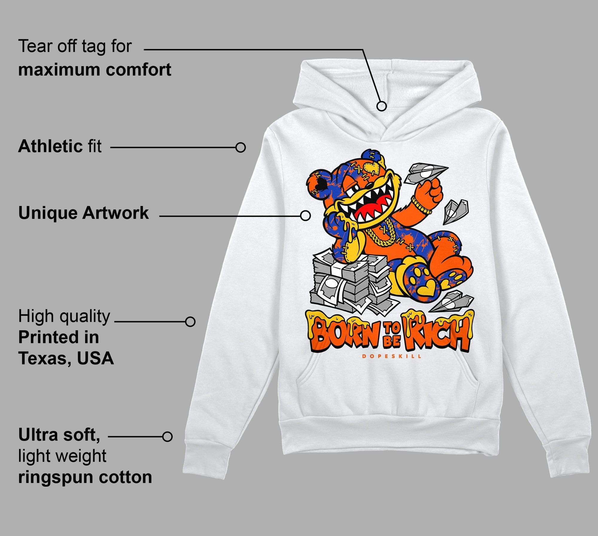 Dunk Futura Orange Blaze superstreetwear Hoodie Sweatshirt Born To Be Rich Graphic