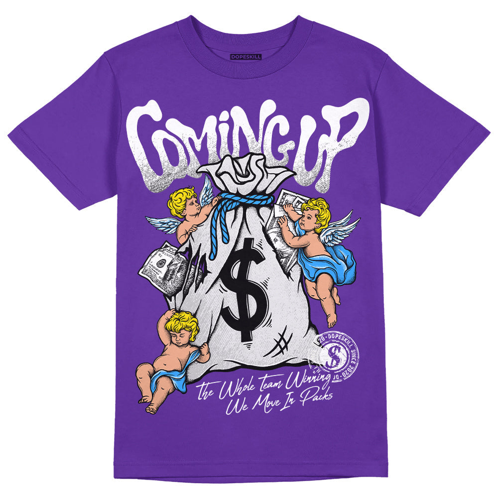PURPLE Collection superstreetwear Purple T-shirt Money Bag Coming Up Graphic