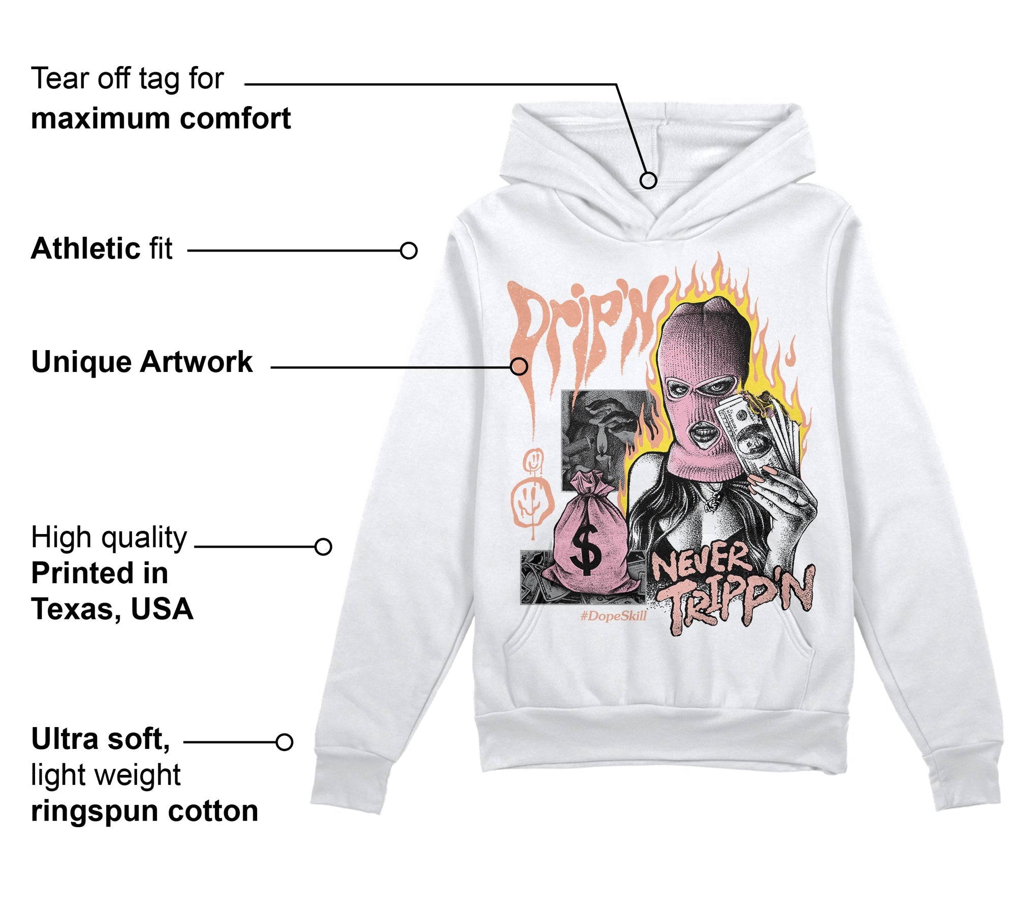 Legend Pink 11s superstreetwear Hoodie Sweatshirt Drip'n Never Tripp'n Graphic