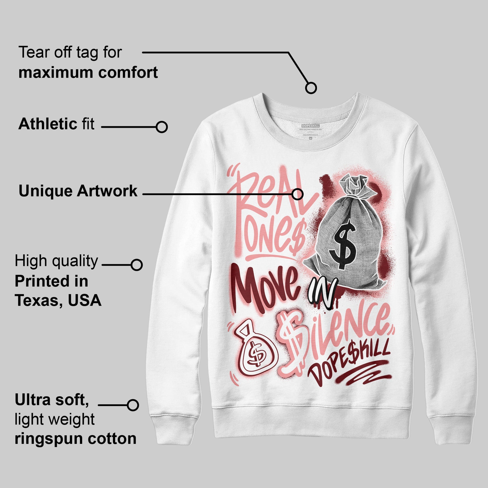 VALENTINE'S Day 3s superstreetwear Sweatshirt Real Ones Move In Silence Graphic
