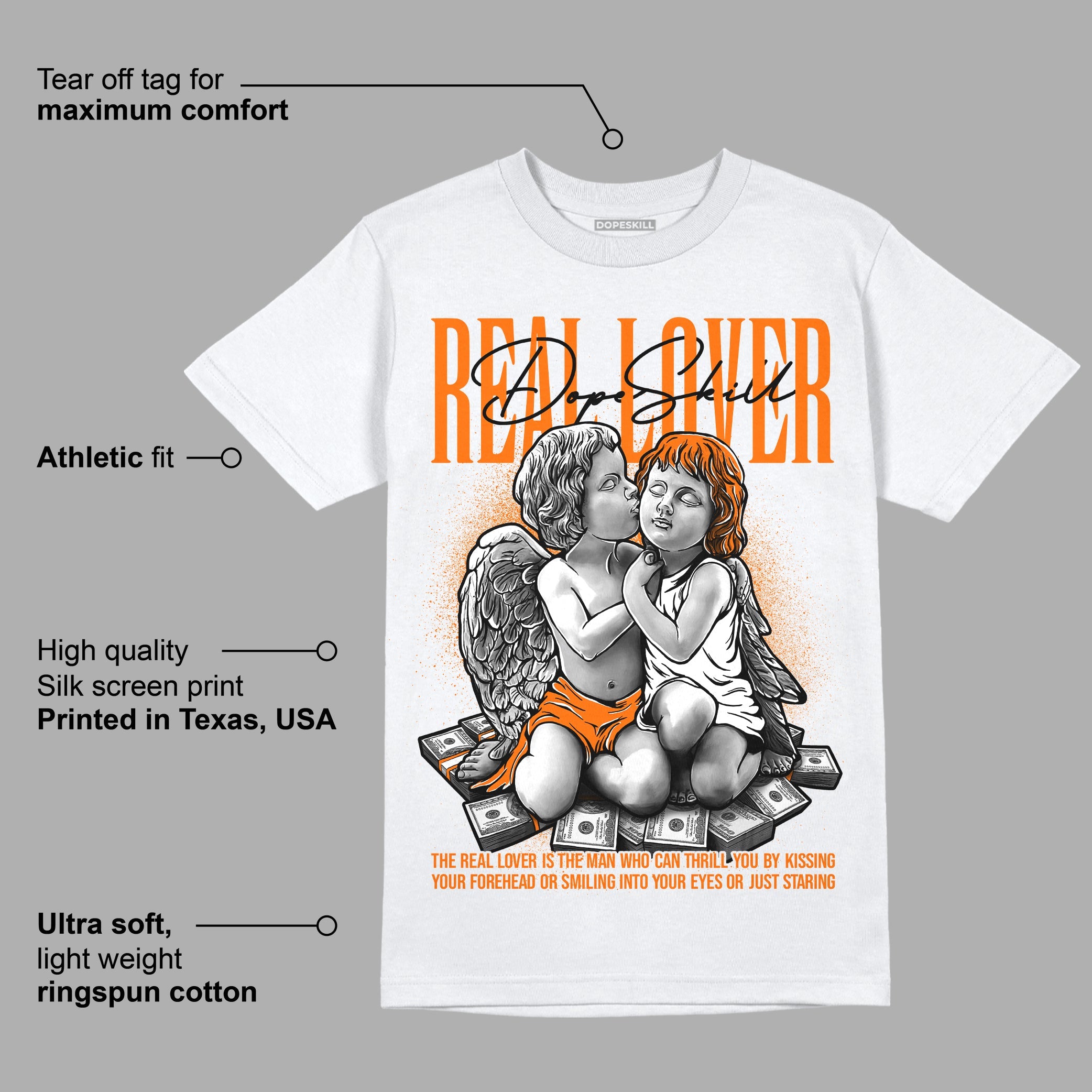 Orange Black White superstreetwear T-Shirt Real Lover Graphic
