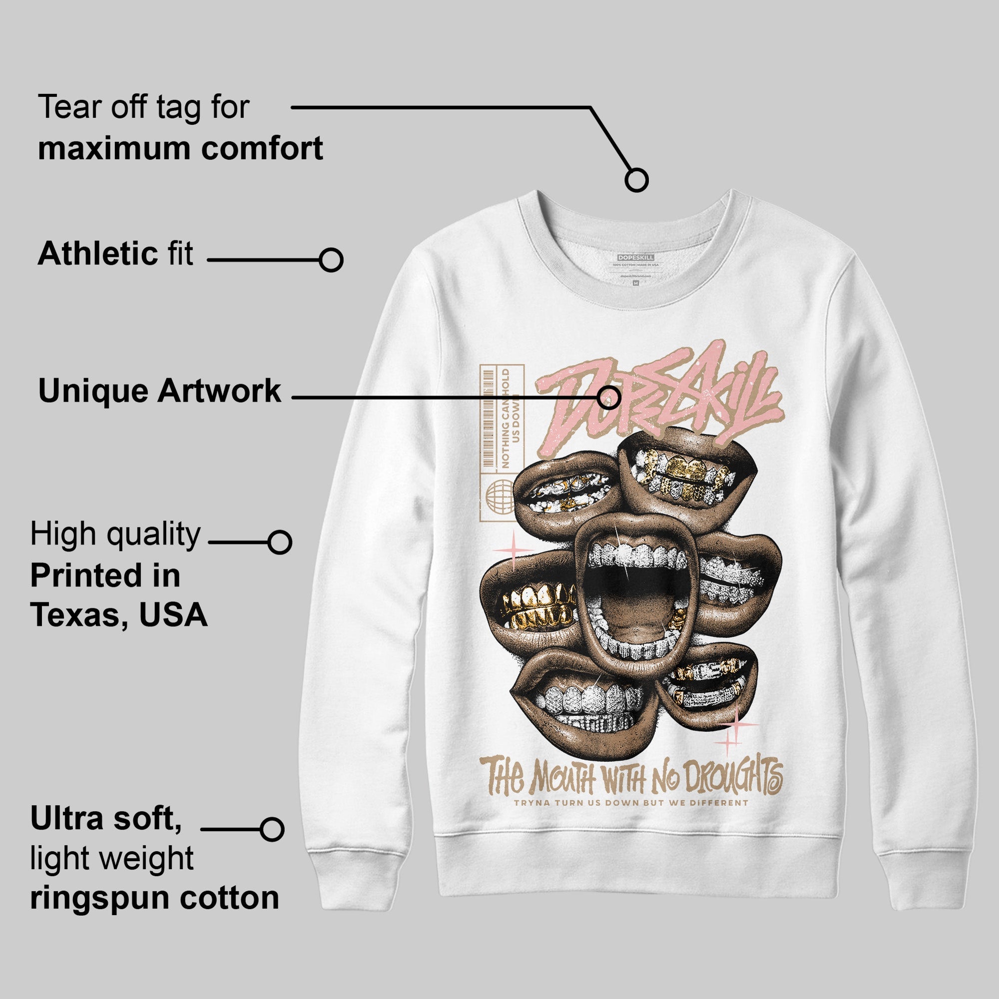 AIR FORCE 1 LINEN superstreetwear Sweatshirt The Mouth With No Droughts Graphic