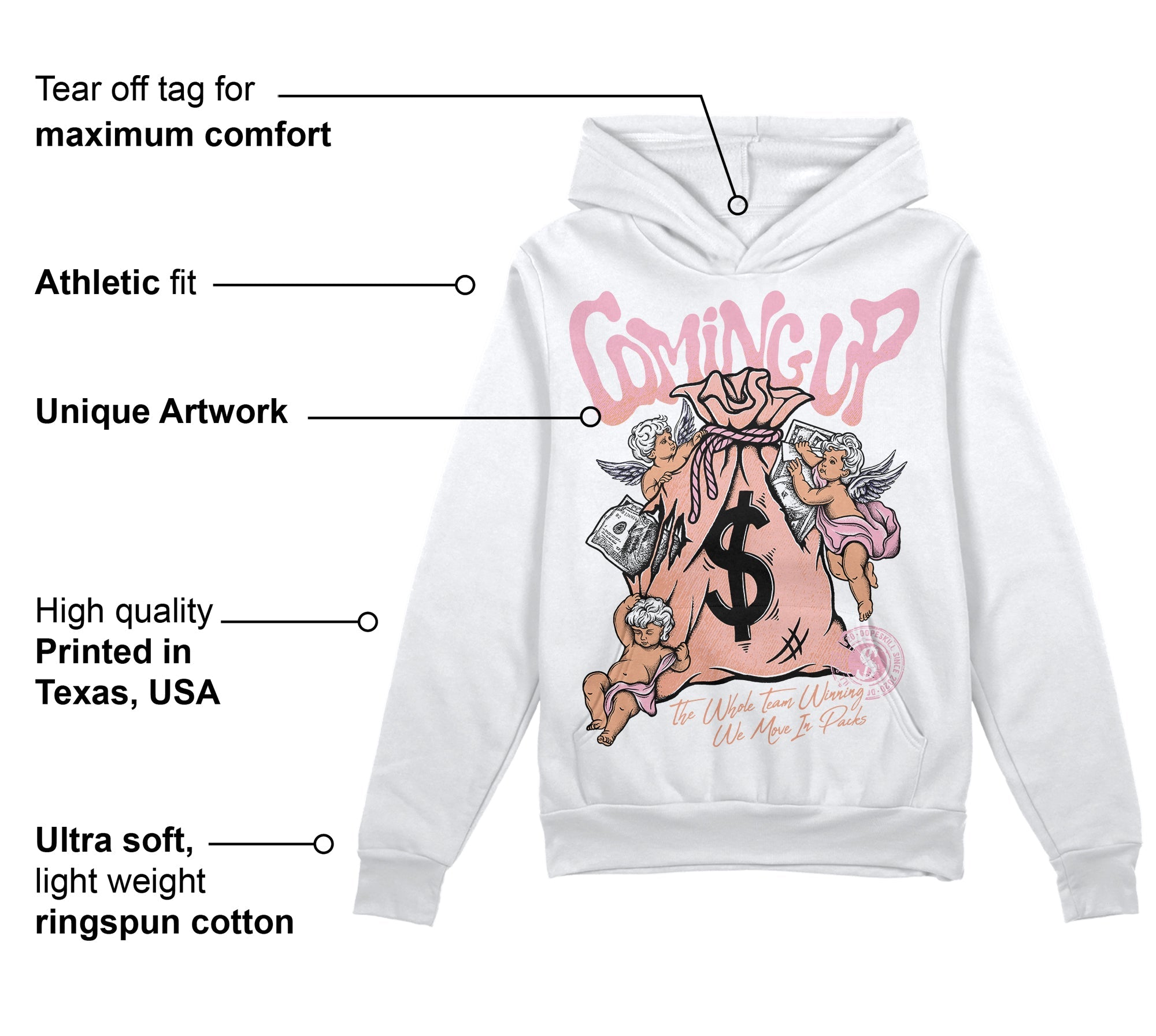 Legend Pink 11s superstreetwear Hoodie Sweatshirt Money Bag Coming Up Graphic