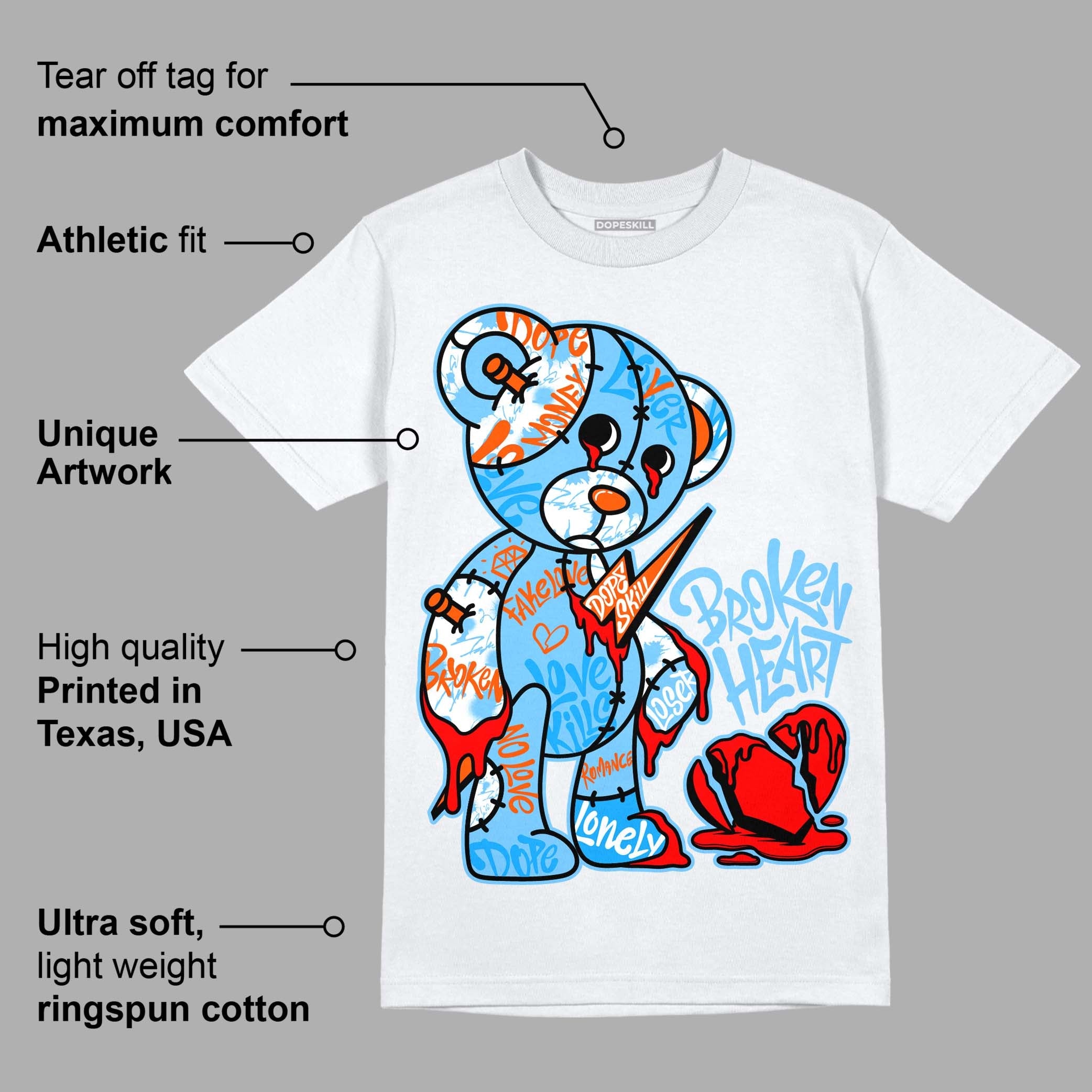 Dunk Low Futura University Blue superstreetwear T-Shirt Broken Heart Graphic