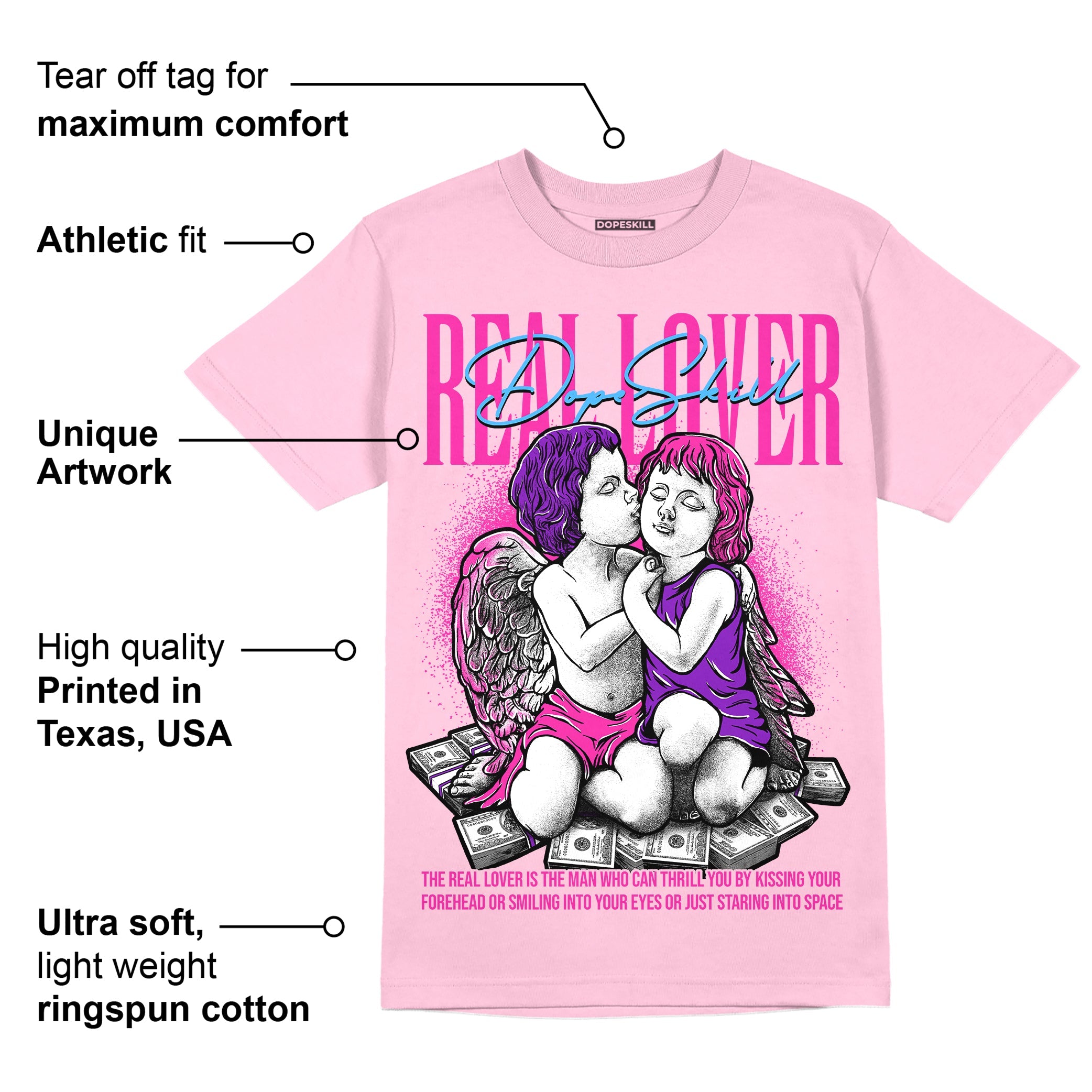 Pink Collection superstreetwear Pink T-shirt Real Lover Graphic