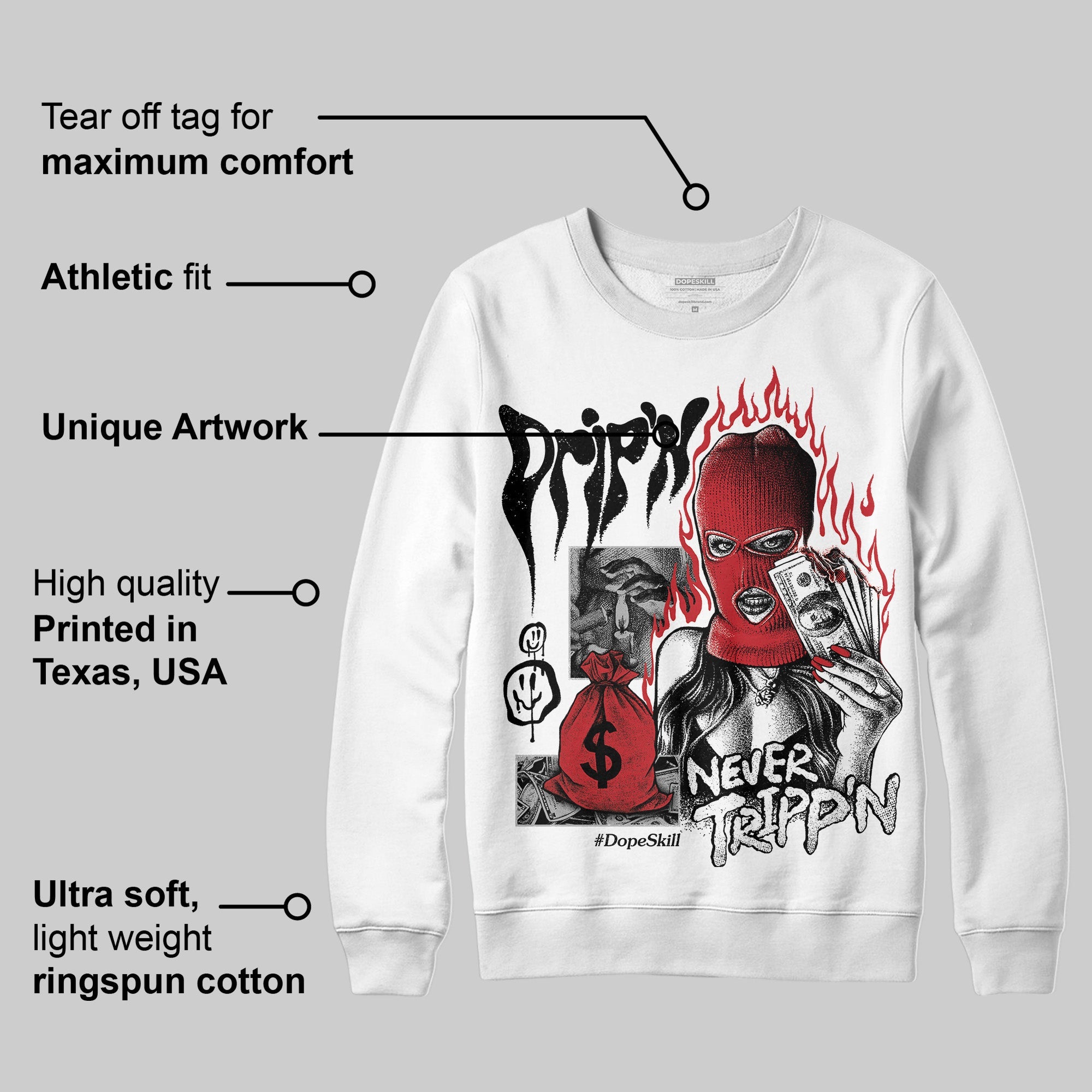Bred 11s superstreetwear Sweatshirt Drip'n Never Tripp'n Graphic