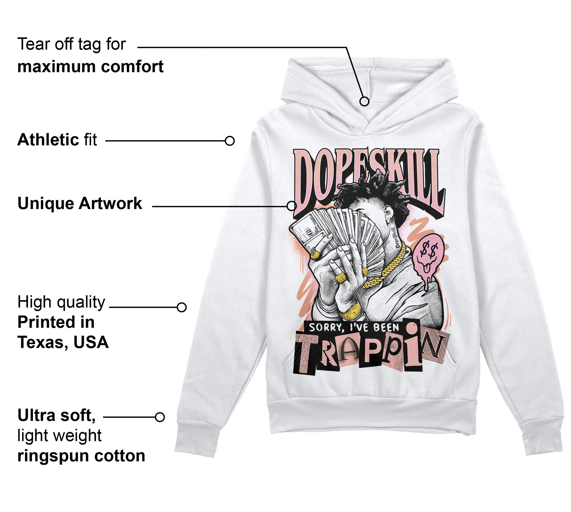 Legend Pink 11s superstreetwear Hoodie Sweatshirt Sorry I've Been Trappin Graphic