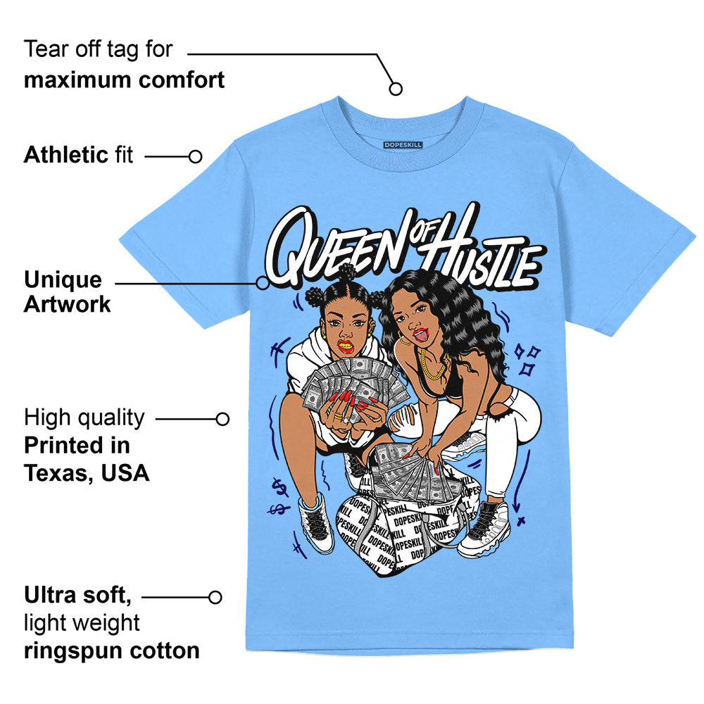 Powder Blue 9s superstreetwear Sky Blue T-shirt Queen Of Hustle Graphic