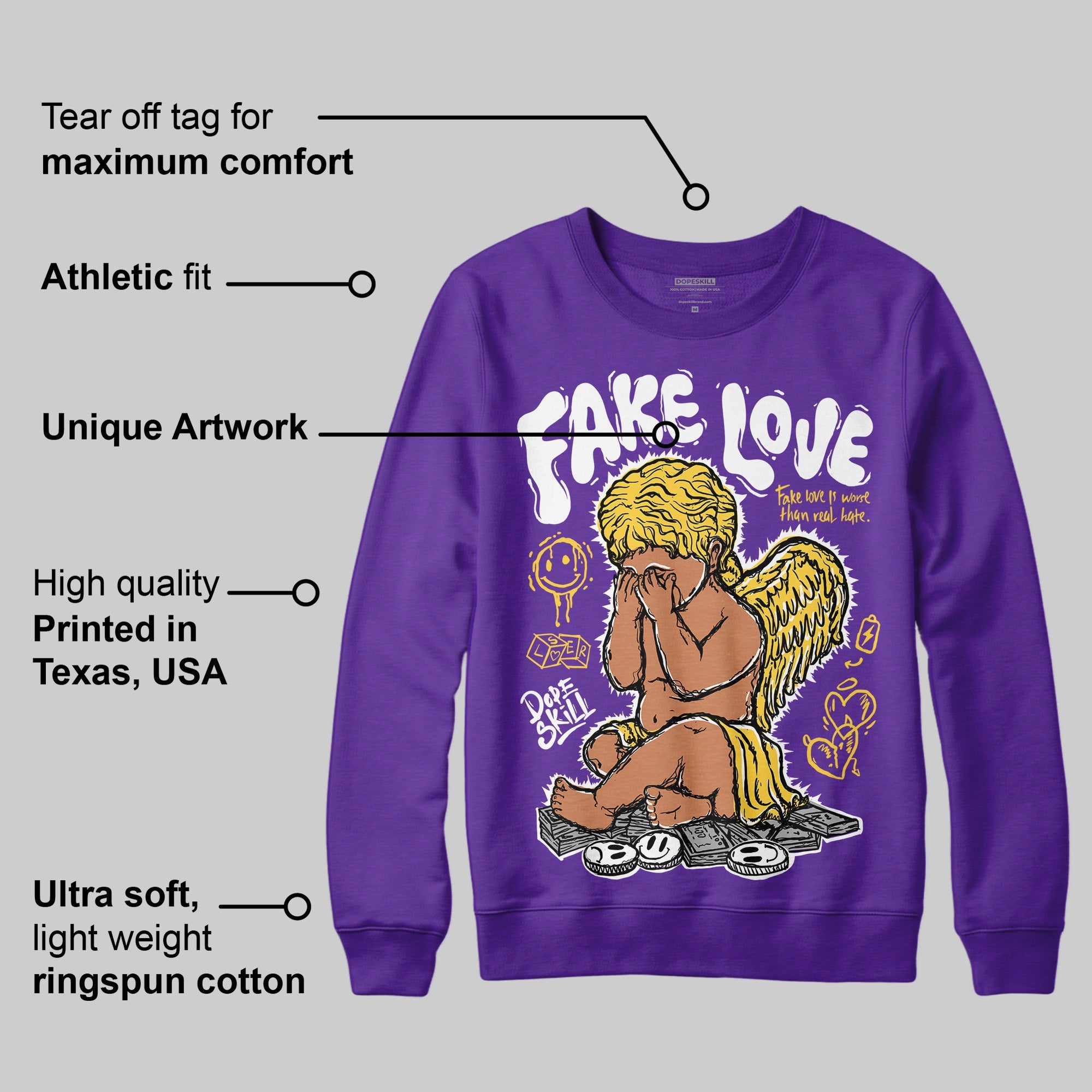 Field Purple 12s superstreetwear Purple Sweatshirt False Love Graphic