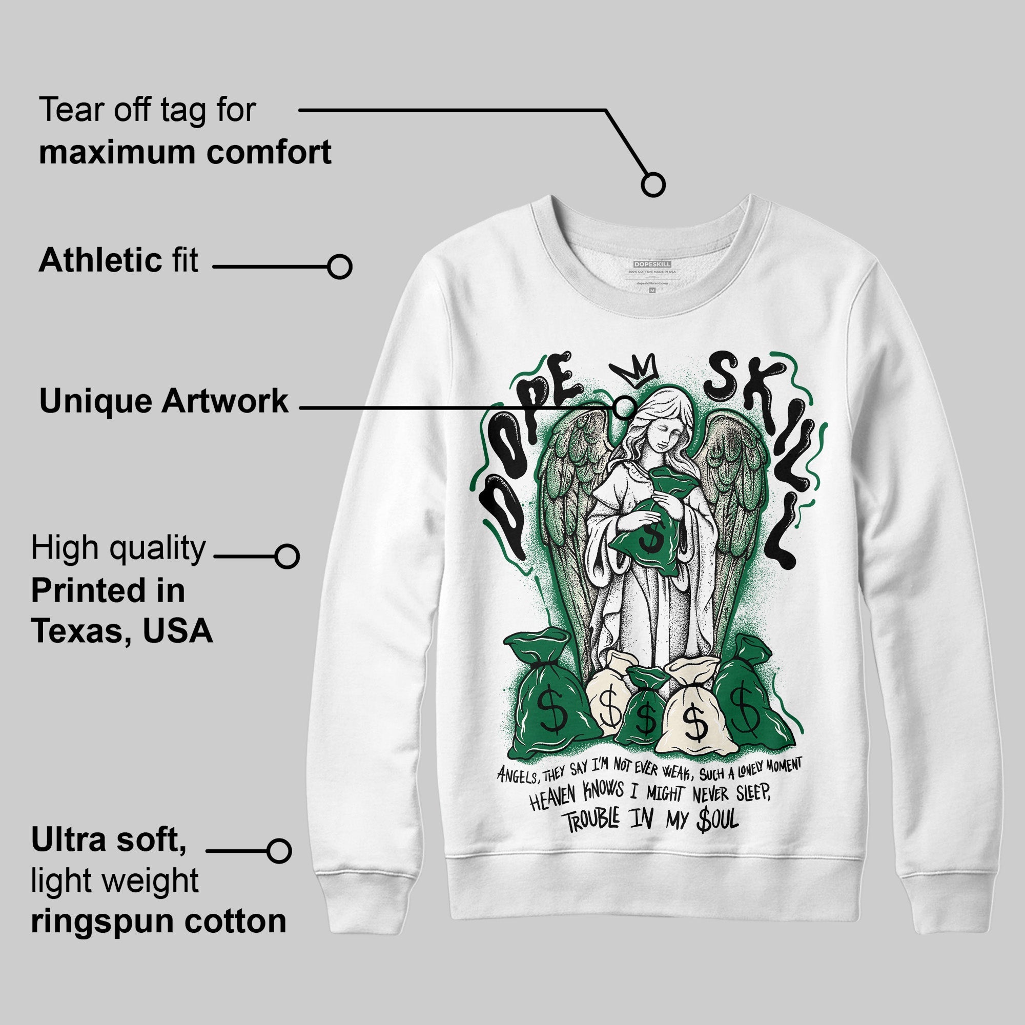 Pine Green 13s superstreetwear Sweatshirt Angels Graphic