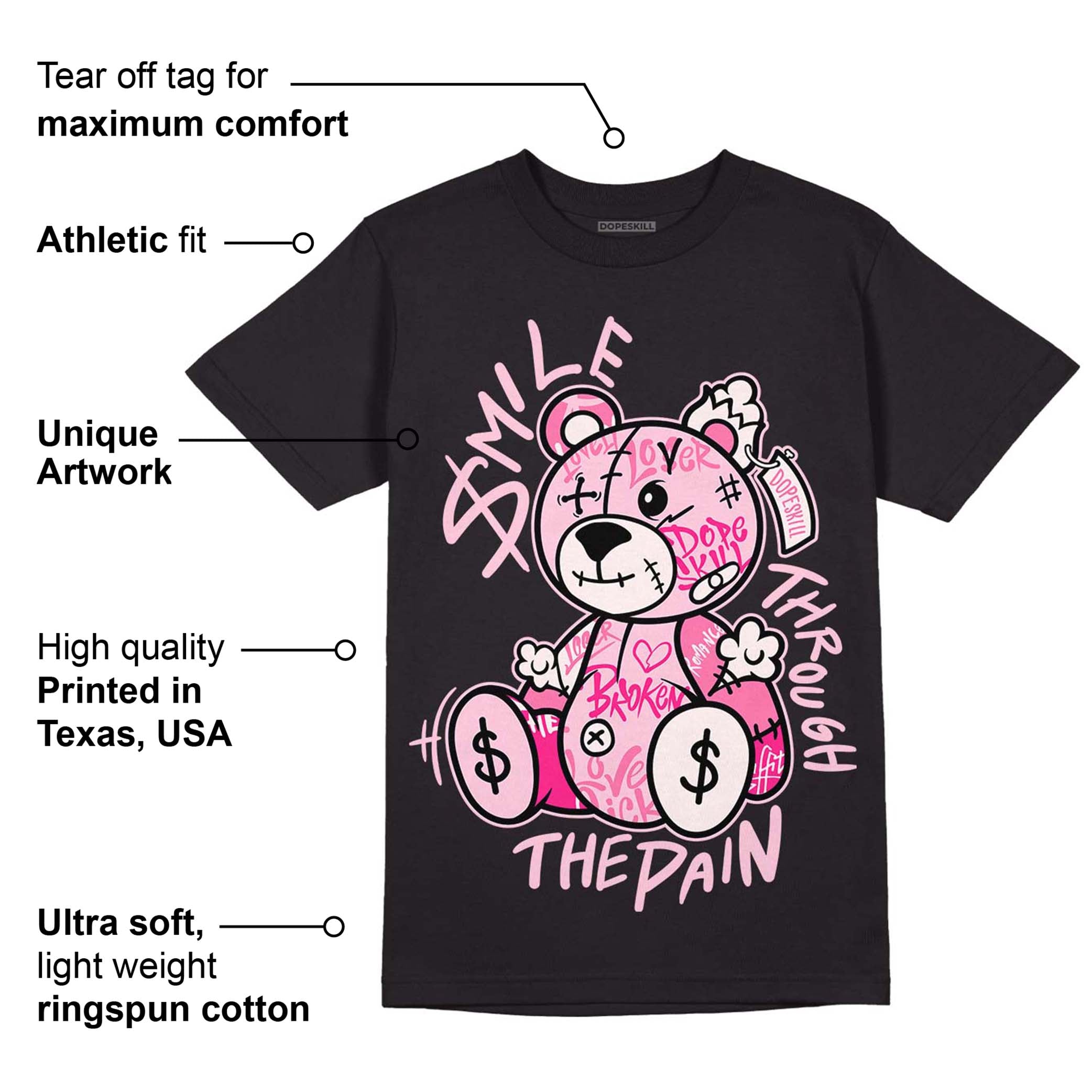 Dunk Low Pink Foam superstreetwear T-Shirt Smile Through The Pain Graphic
