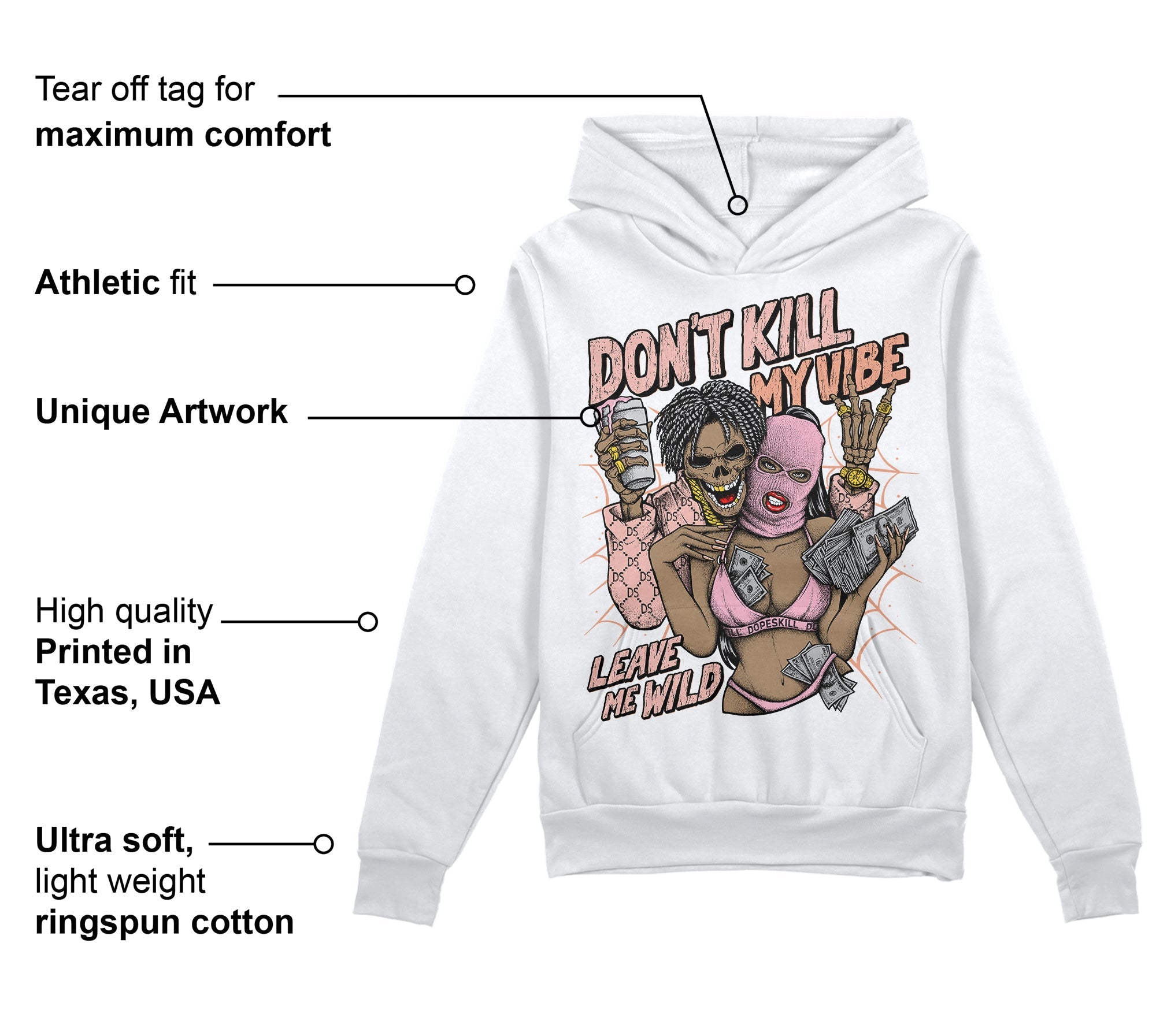 Legend Pink 11s superstreetwear Hoodie Sweatshirt Don't Kill My Vibe Graphic