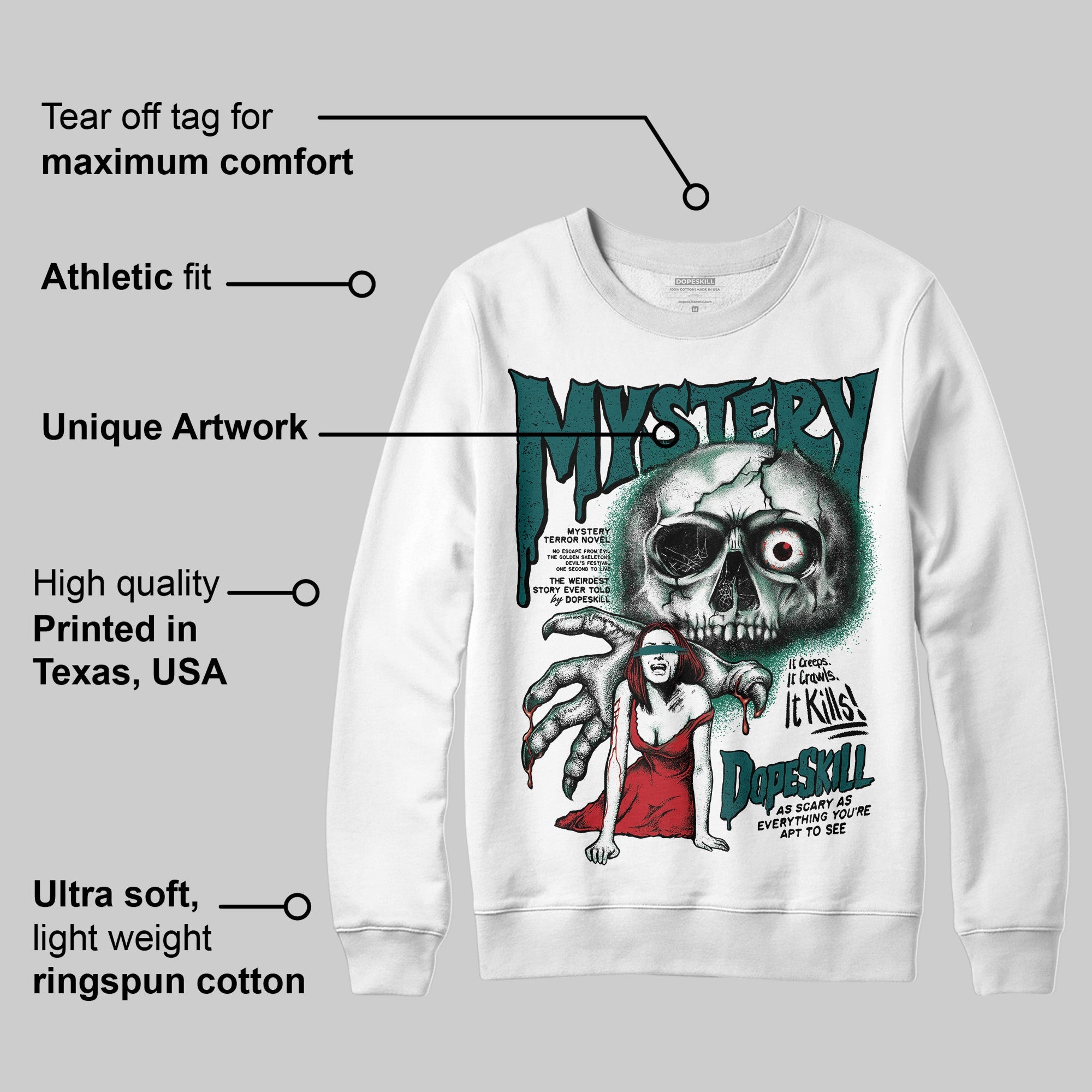 Gel 1130 White Dark Neptune superstreetwear Sweatshirt Mystery Ghostly Grasp Graphic