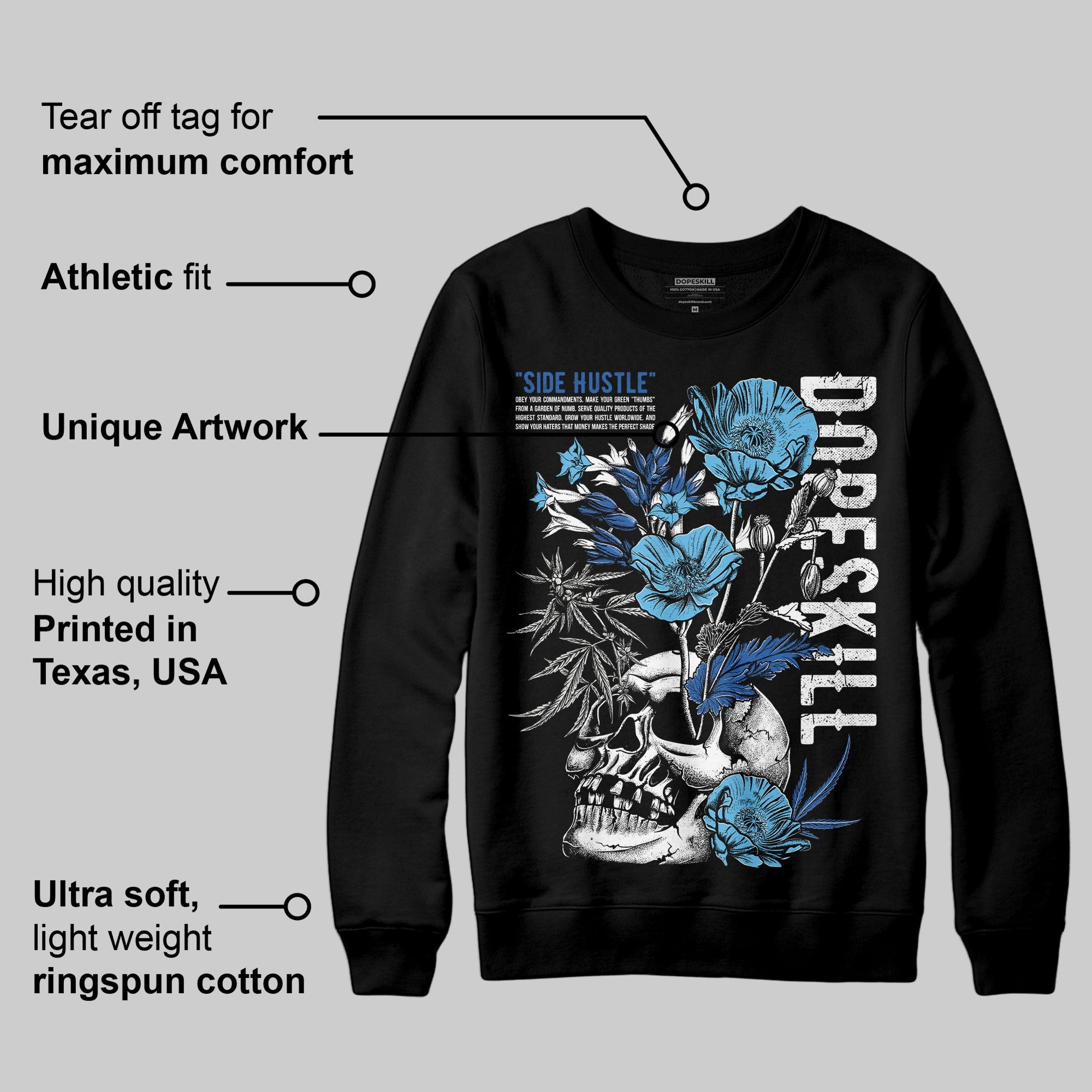Blueberry 12s superstreetwear Sweatshirt Side Hustle Graphic