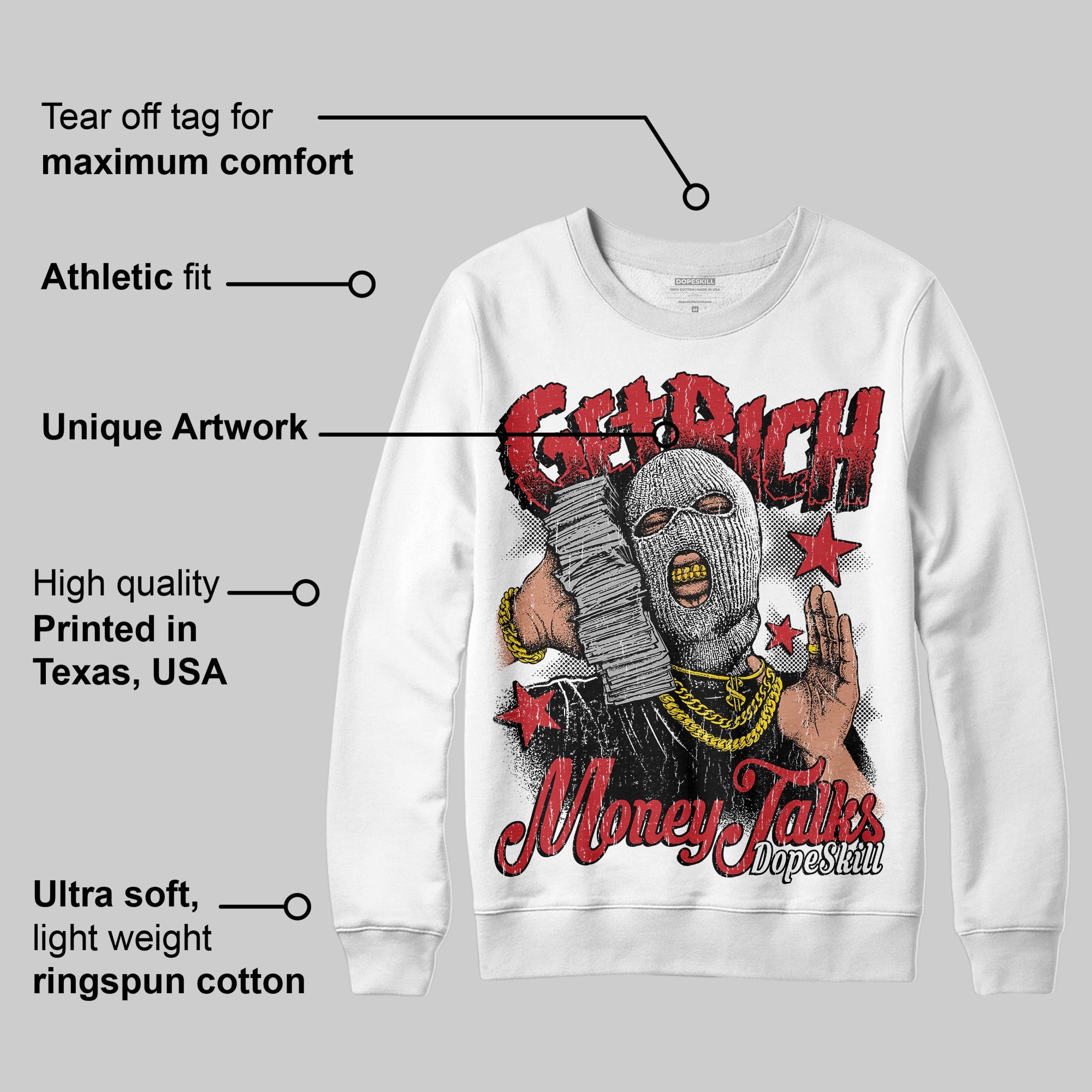 Bred 11s superstreetwear Sweatshirt Get Rich Graphic