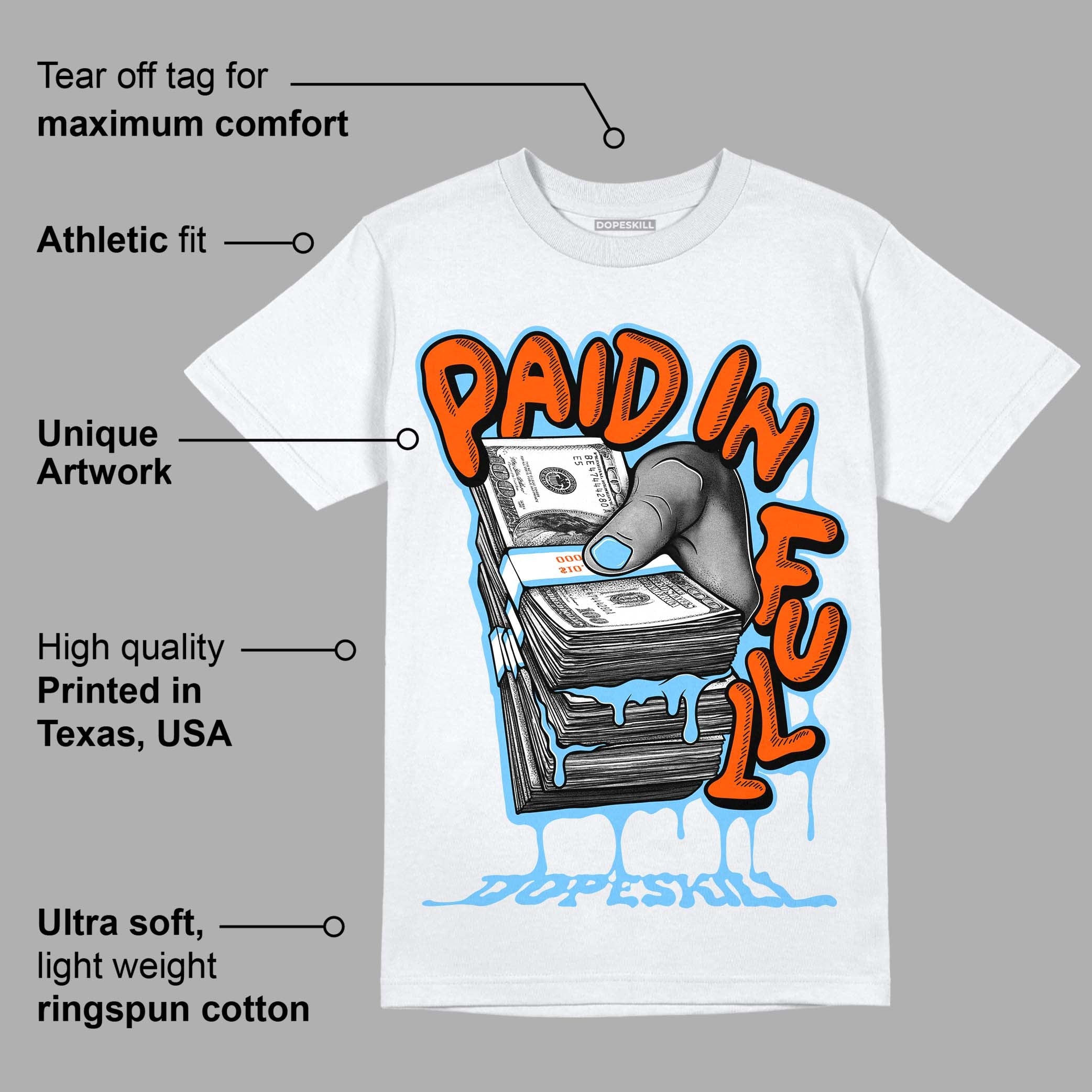 Dunk Low Futura University Blue superstreetwear T-Shirt Paid In Full Graphic