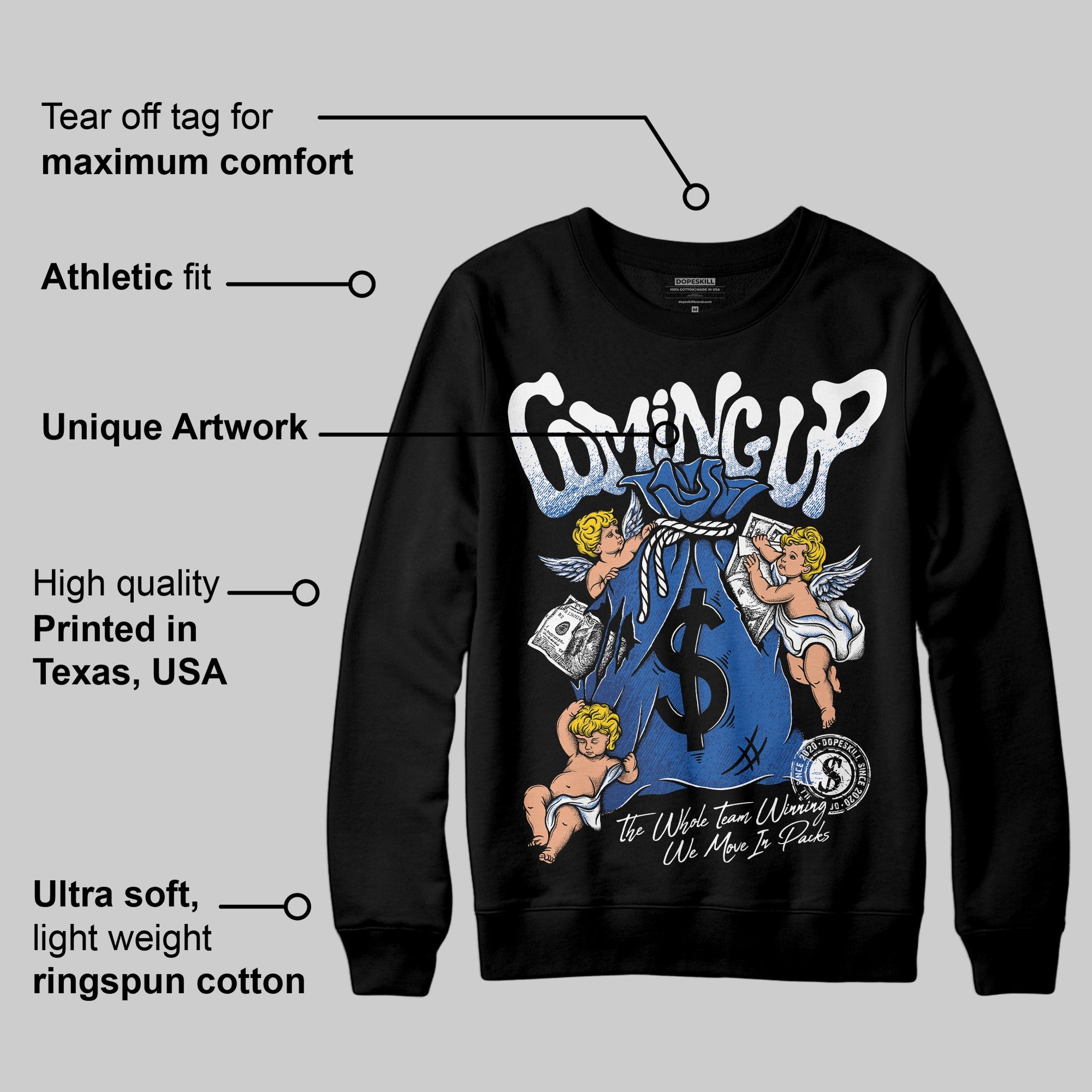 Blueberry 12s superstreetwear Sweatshirt Money Bag Coming Up Graphic