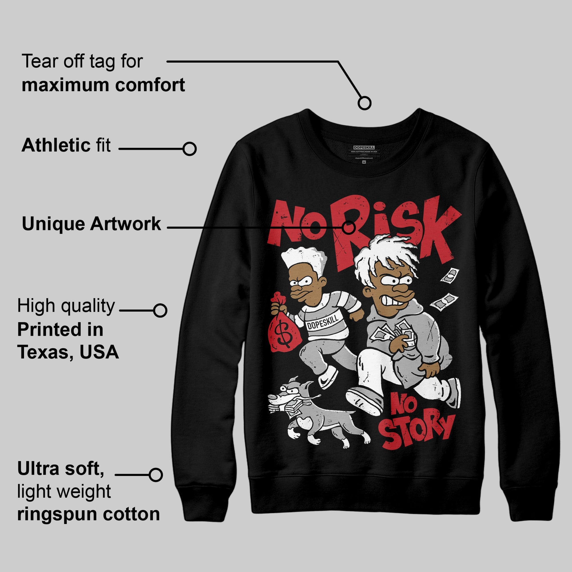 Bred Velvet 11s superstreetwear Sweatshirt No Risk No Story Graphic