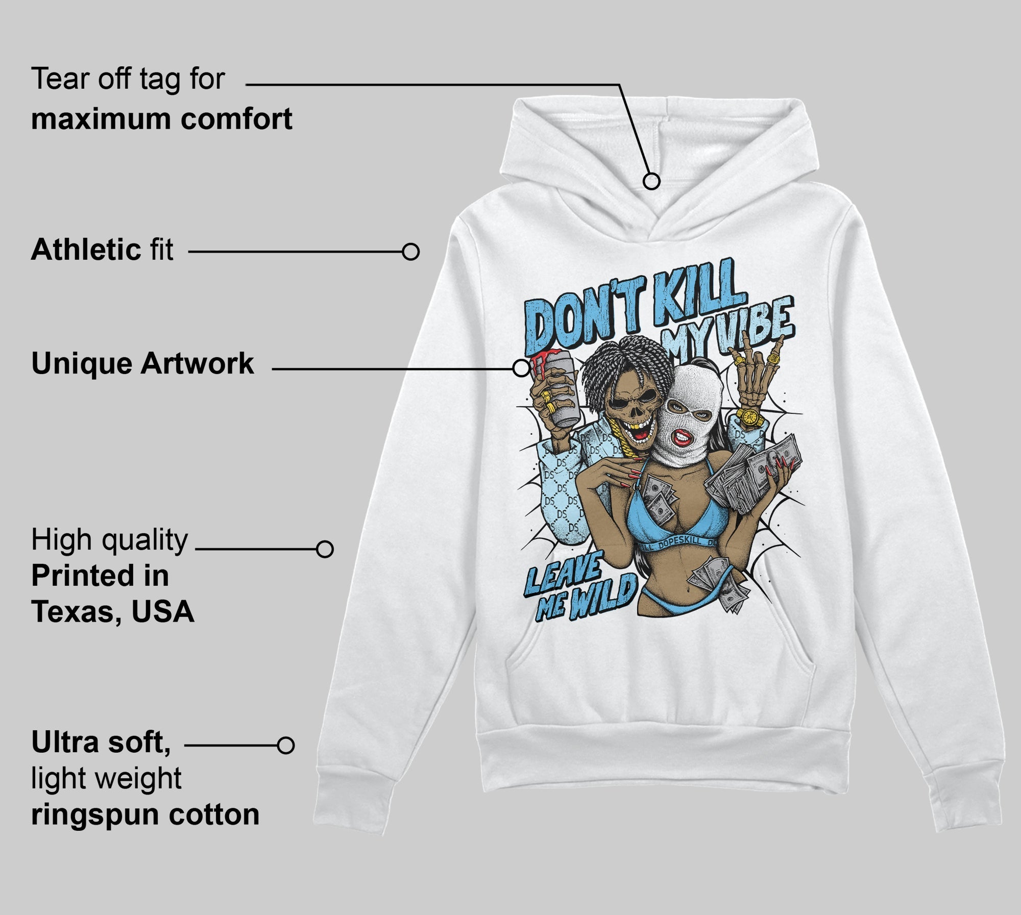 Legend Blue 11s superstreetwear Hoodie Sweatshirt Don't Kill My Vibe Graphic