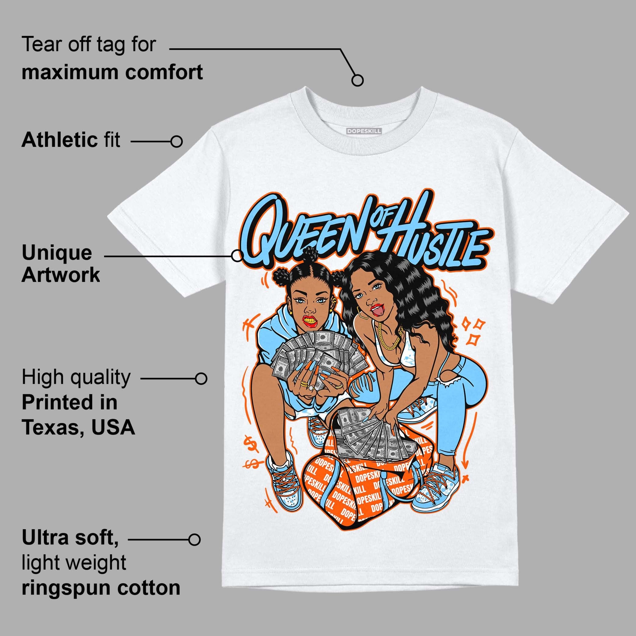 Dunk Low Futura University Blue superstreetwear T-Shirt Queen Of Hustle Graphic