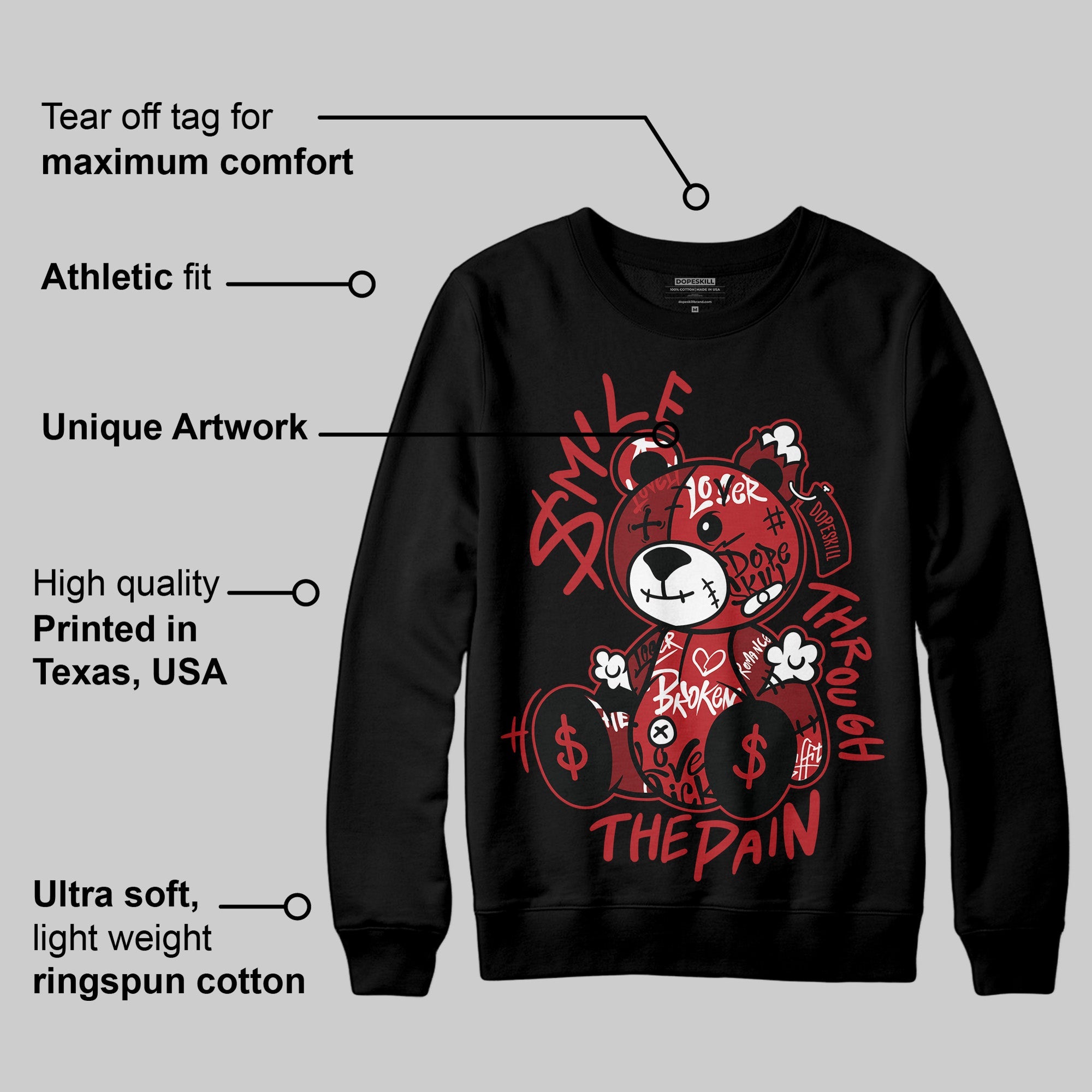 Flu Game 12s superstreetwear Sweatshirt Smile Through The Pain Graphic