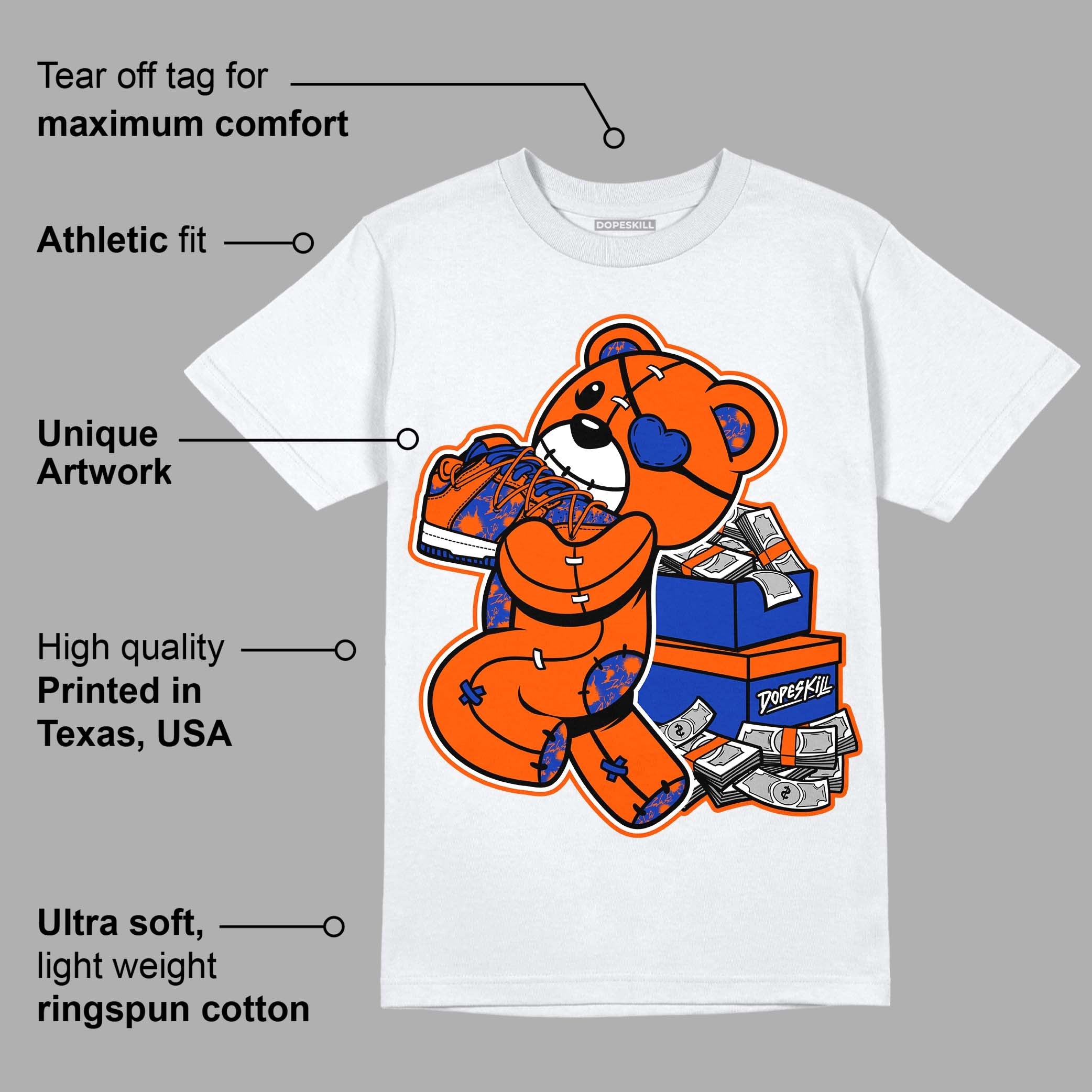 Dunk Low Futura Orange Blaze superstreetwear T-Shirt Bear Steals Sneaker Graphic
