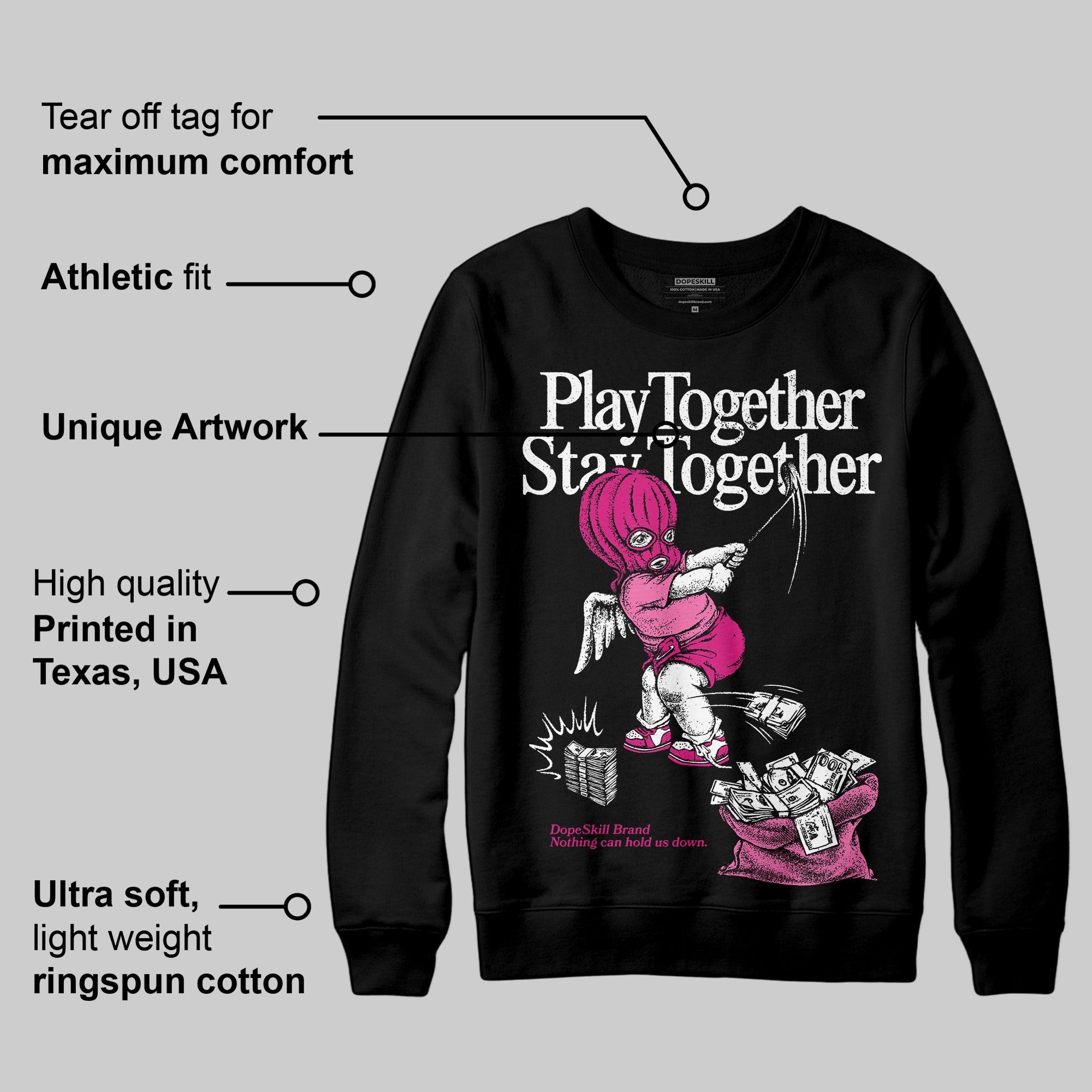 Rick RO Pink Leather Sneakers superstreetwear Sweatshirt Play together,Stay together Graphic