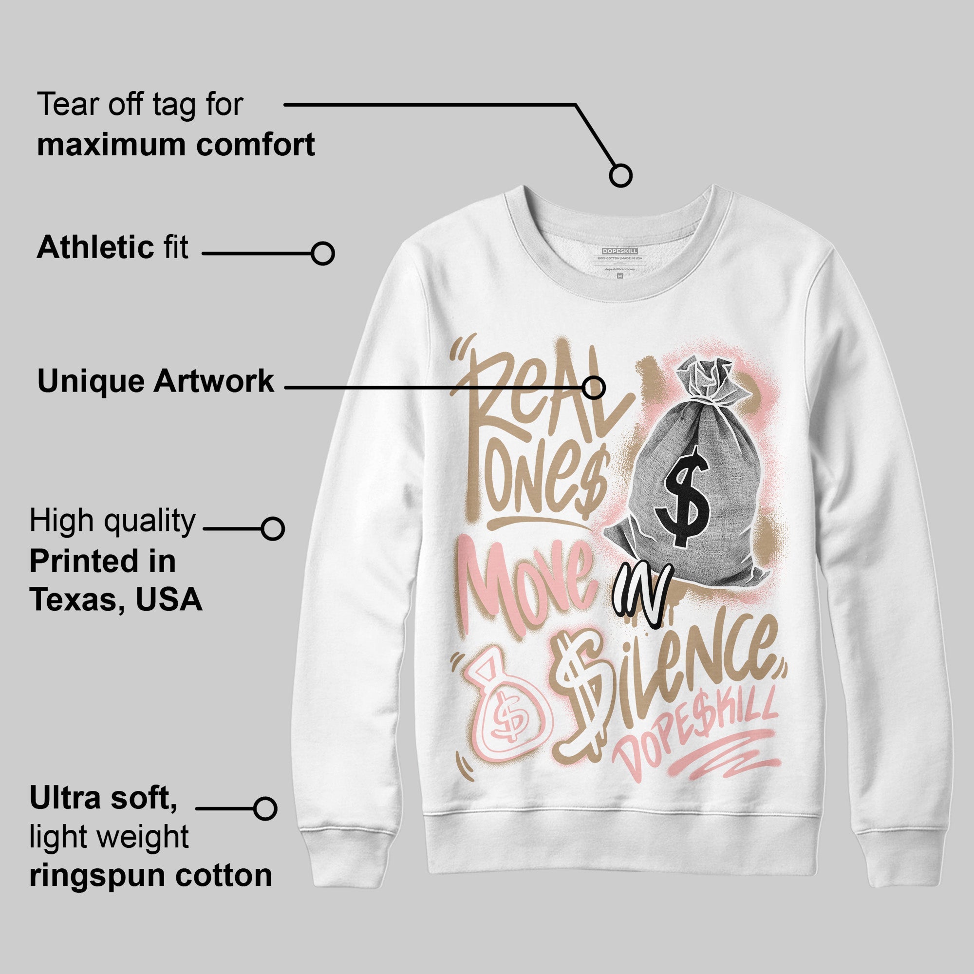 AIR FORCE 1 LINEN superstreetwear Sweatshirt Real Ones Move In Silence Graphic