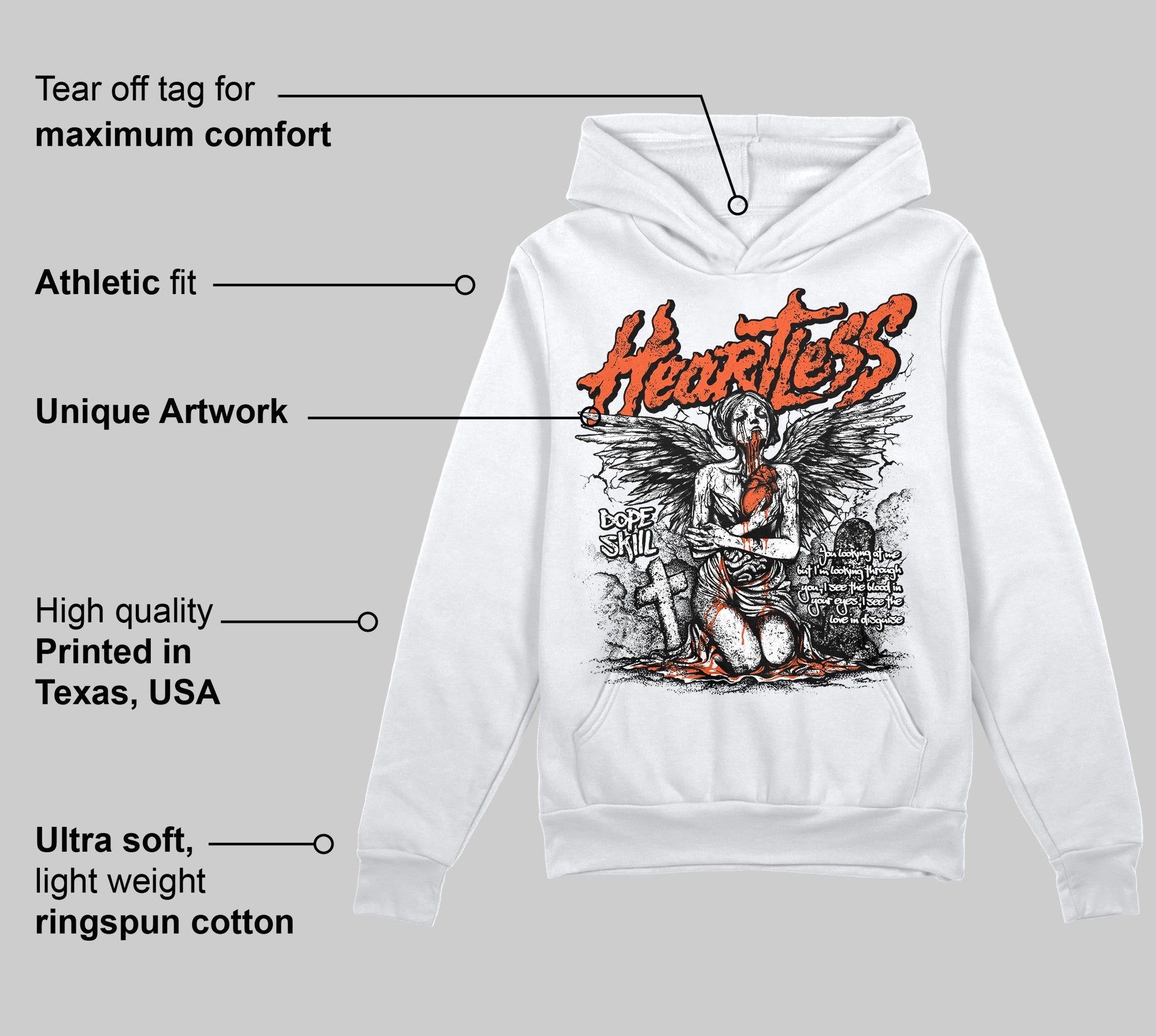 Orange Milk superstreetwear Hoodie Sweatshirt Heartless Graphic