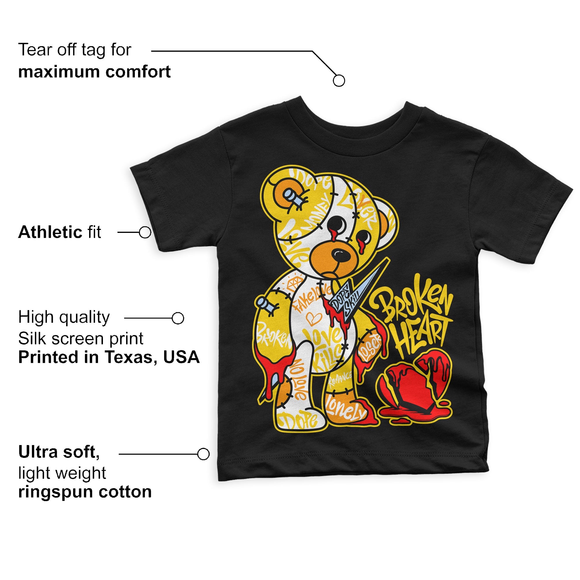 Yellow Ochre 6s superstreetwear Toddler Kids T-shirt Broken Heart Graphic