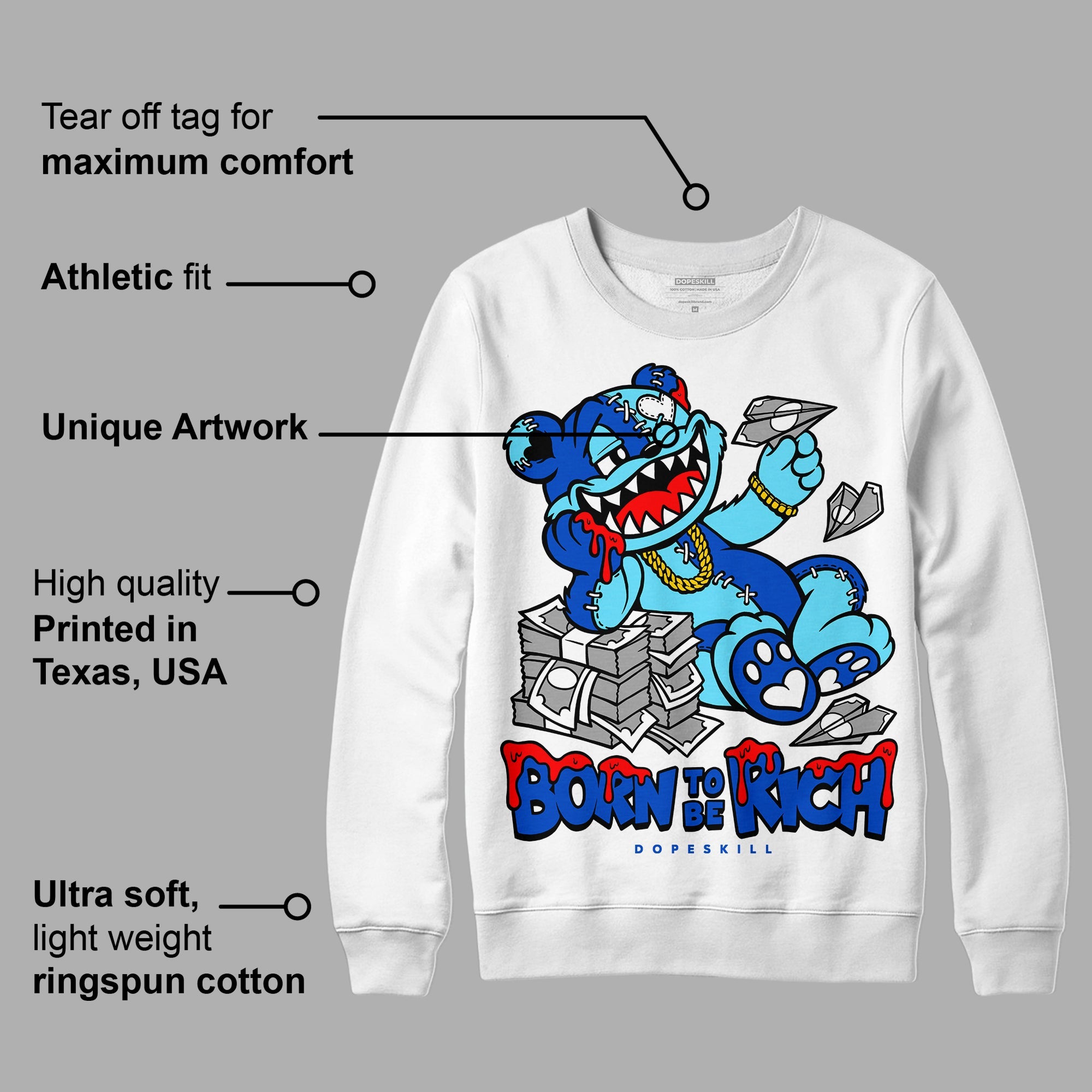 SB Dunk Argon superstreetwear Sweatshirt Born To Be Rich Graphic