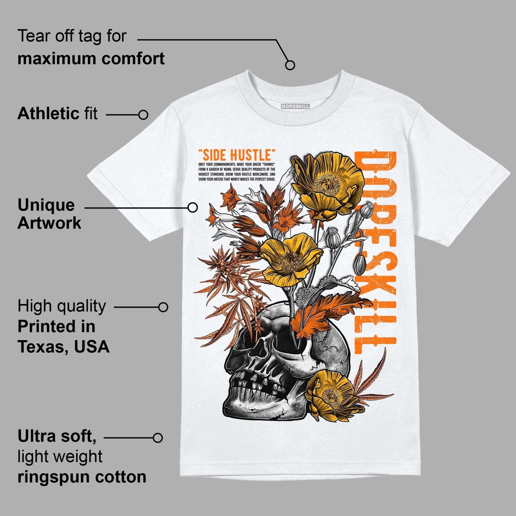 Orange Black White superstreetwear T-Shirt Side Hustle Graphic