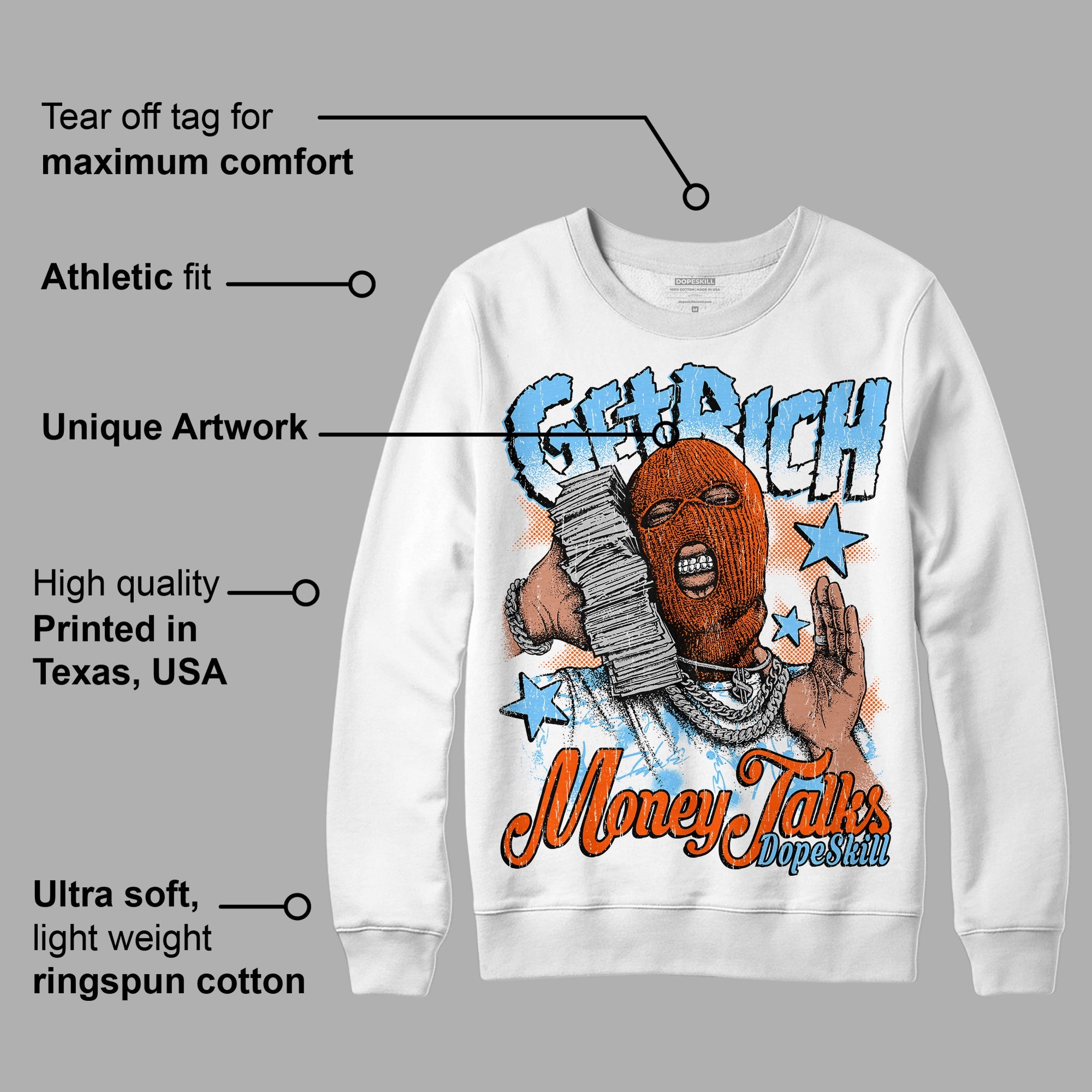 Dunk Low Futura University Blue superstreetwear Sweatshirt Get Rich Graphic