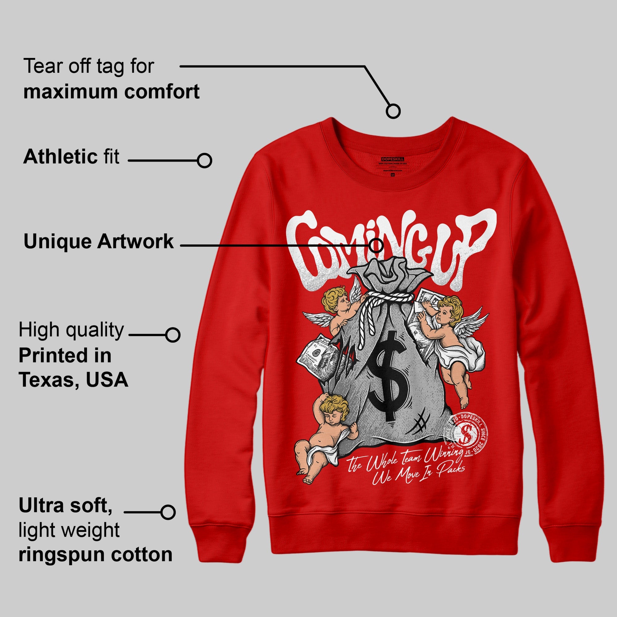 Bred Velvet 11s superstreetwear Red Sweatshirt Money Bag Coming Up Graphic